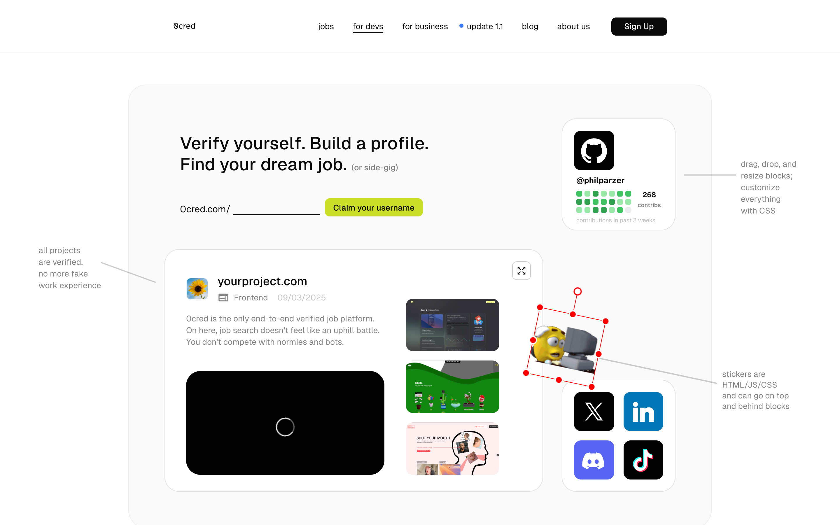 0Cred website screenshot