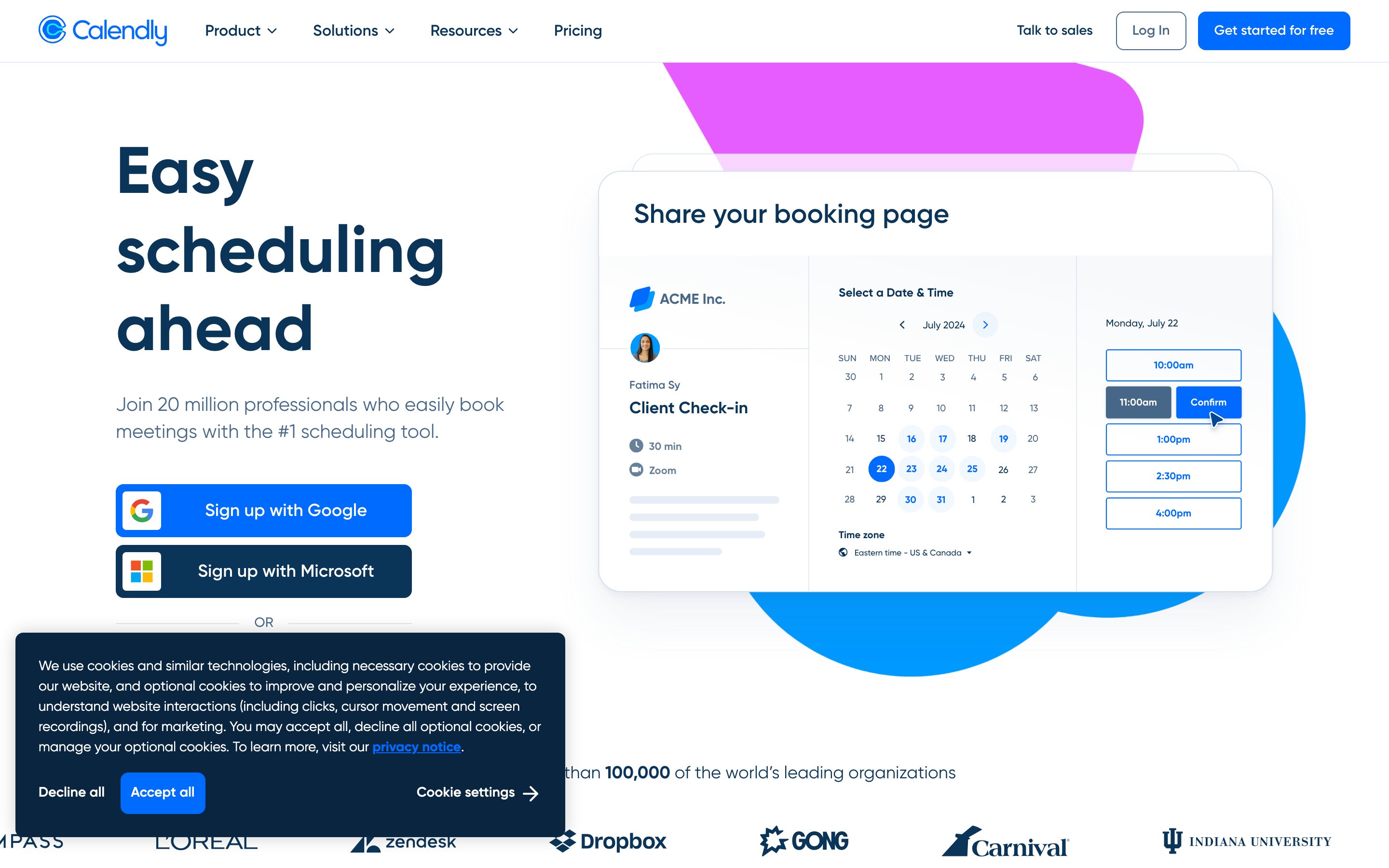 Calendly website screenshot