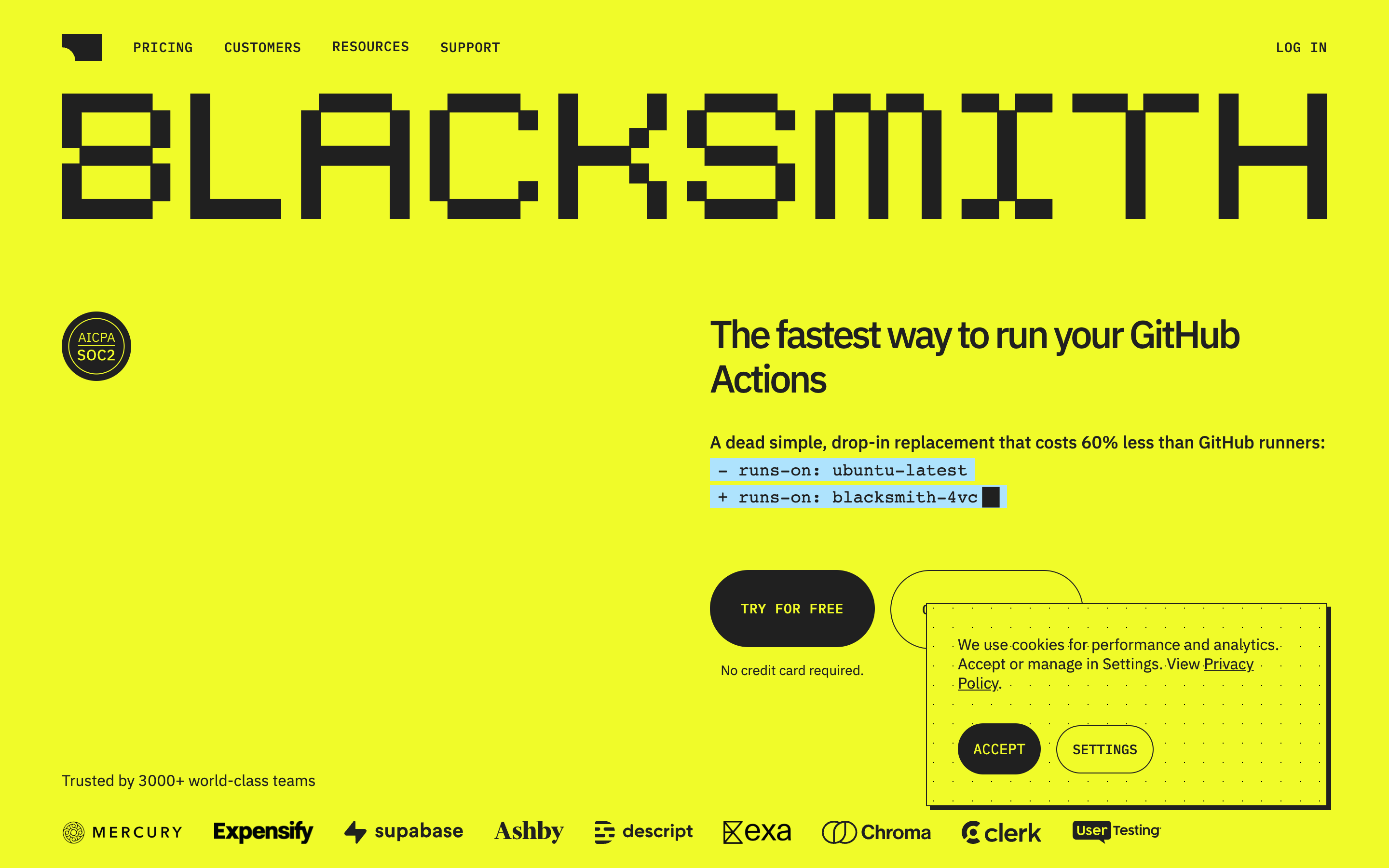 Blacksmith website screenshot
