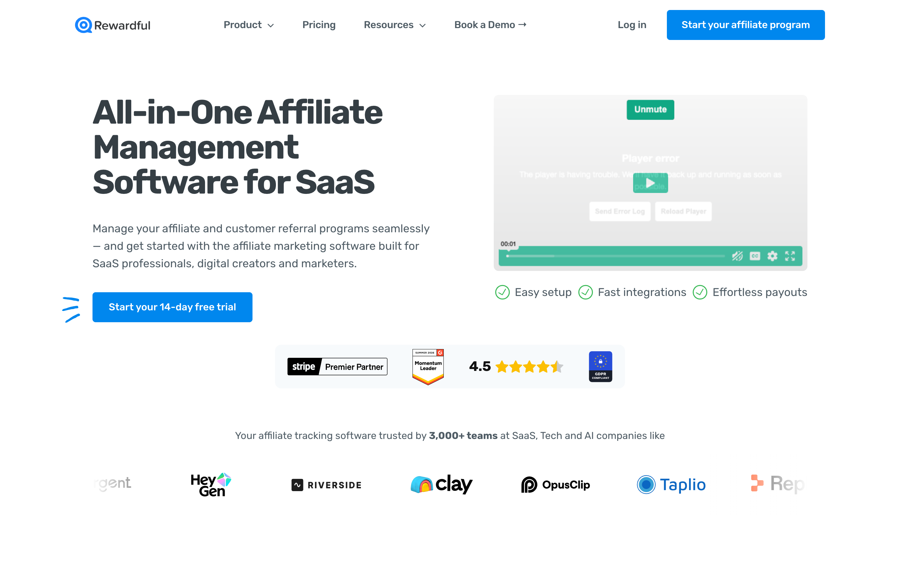 Rewardful website screenshot