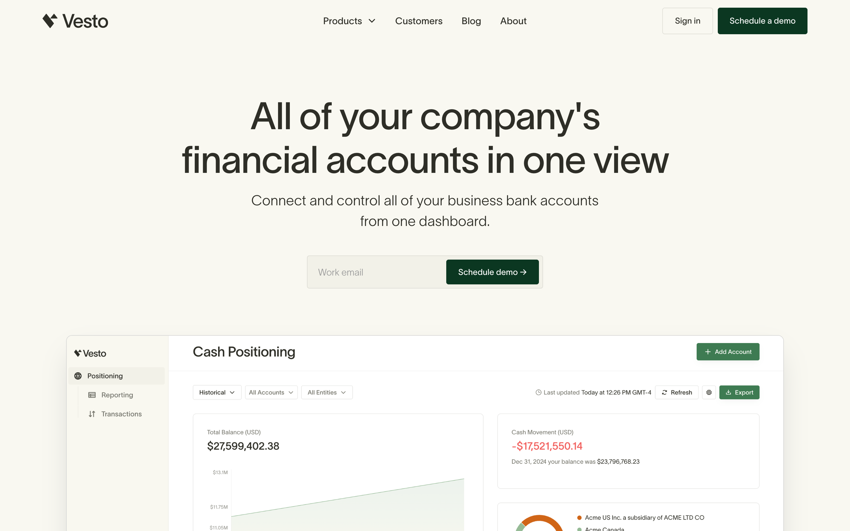 Vesto website screenshot