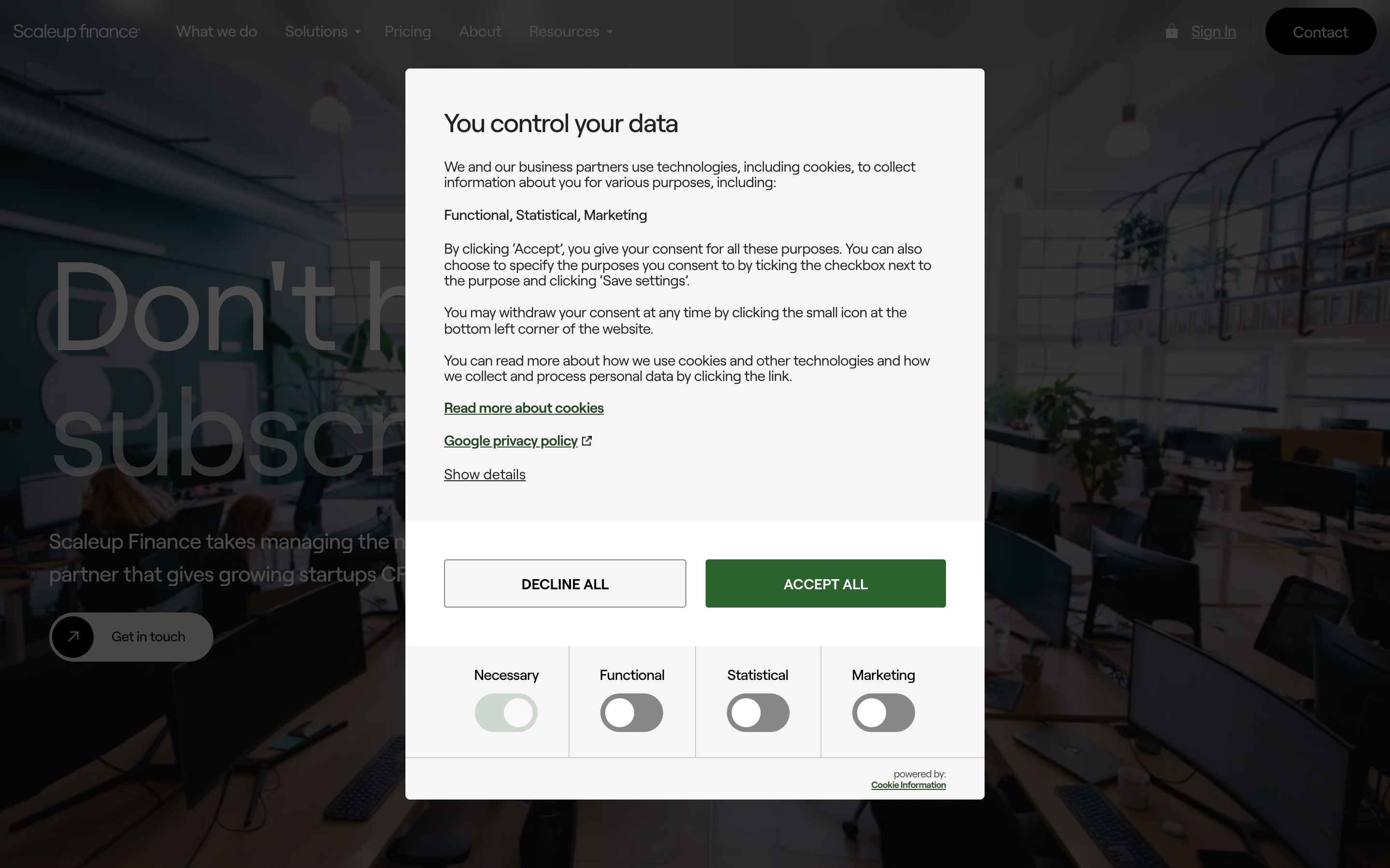 Scaleup website screenshot