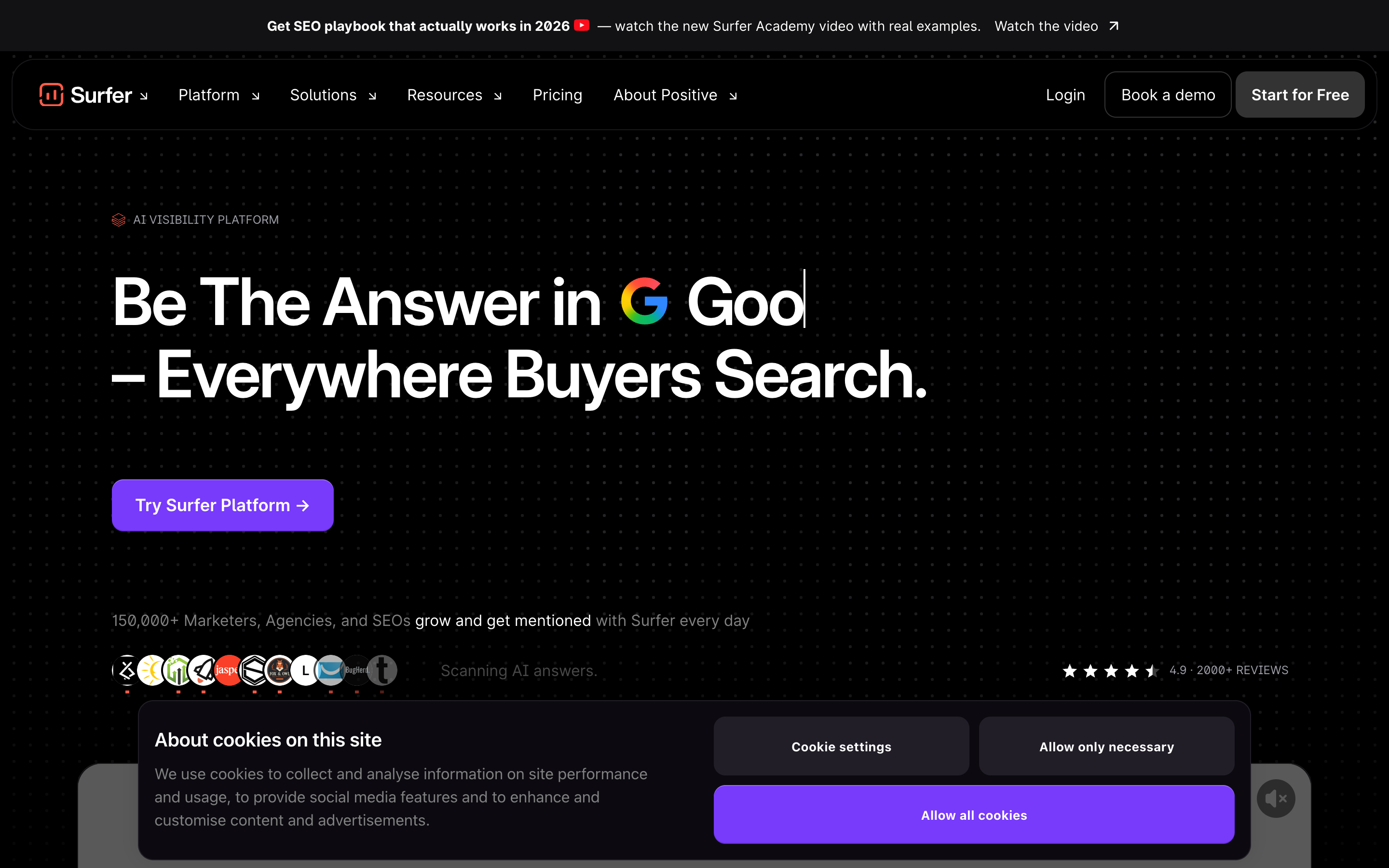 Surferseo website screenshot