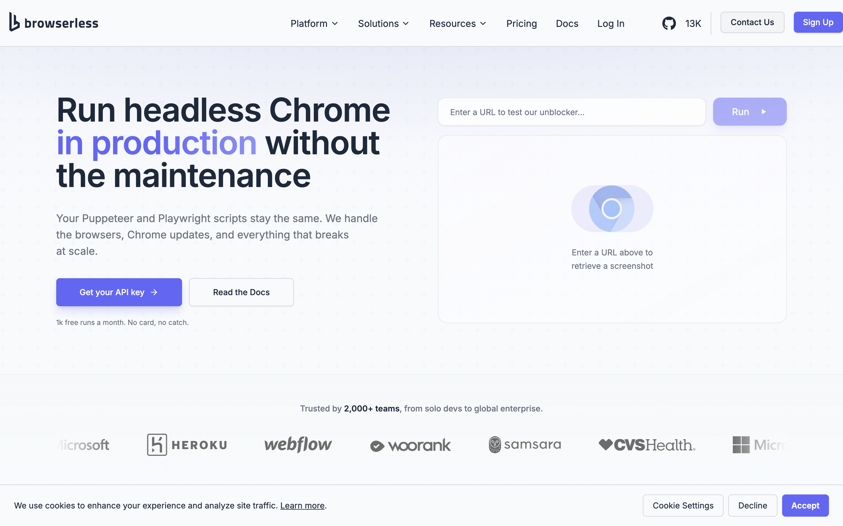 Browserless website screenshot