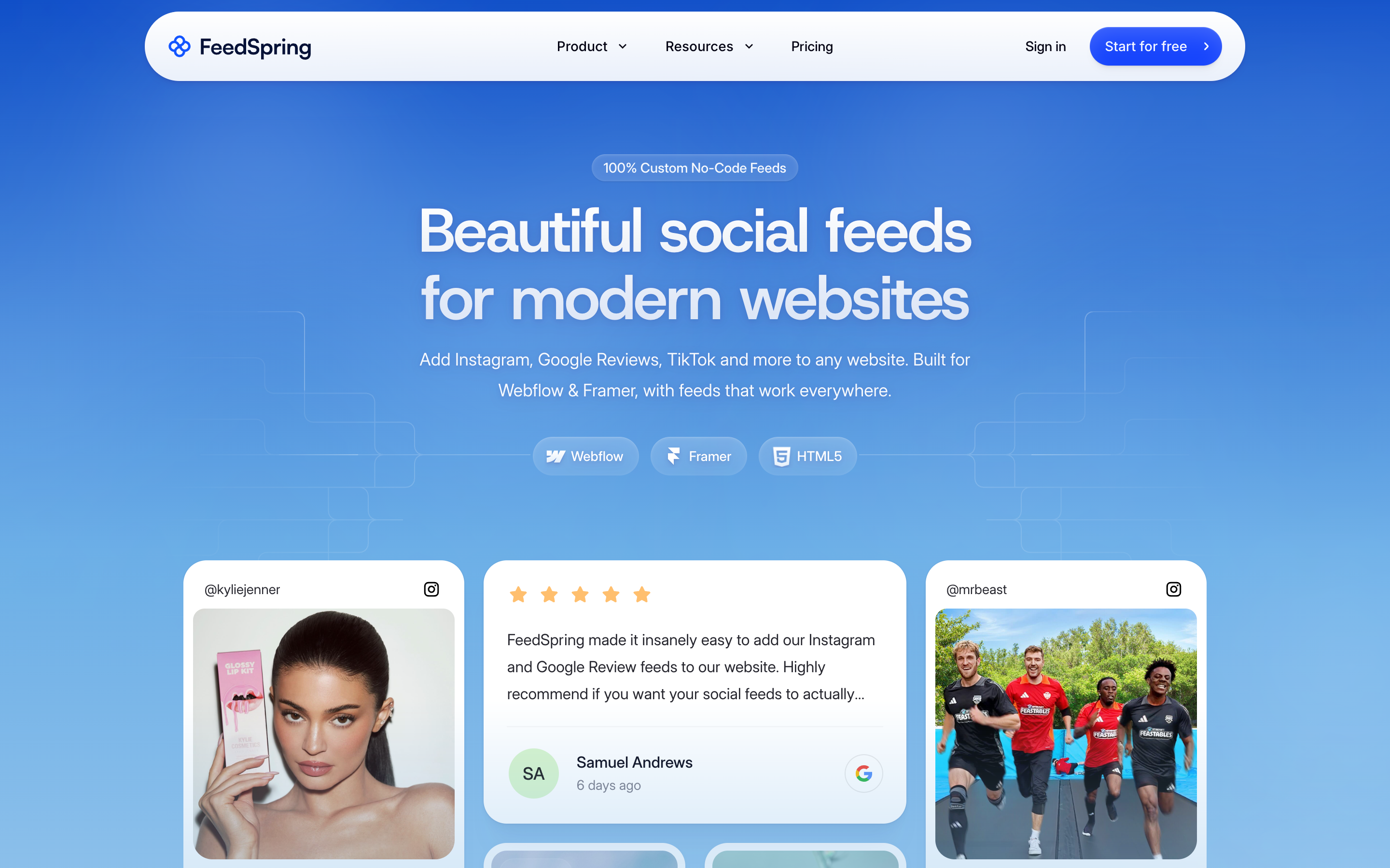 Feedspring website screenshot