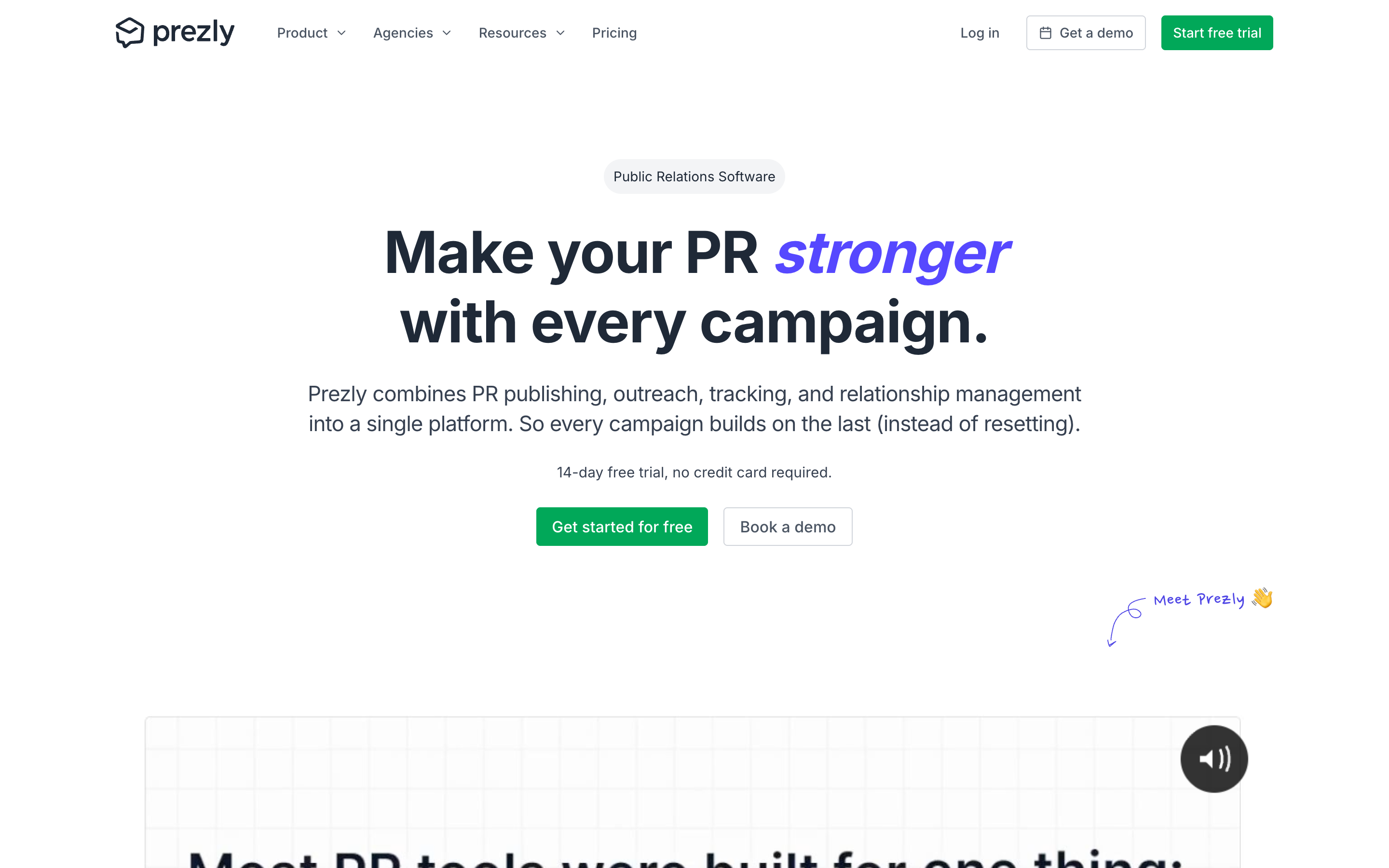 Prezly website screenshot