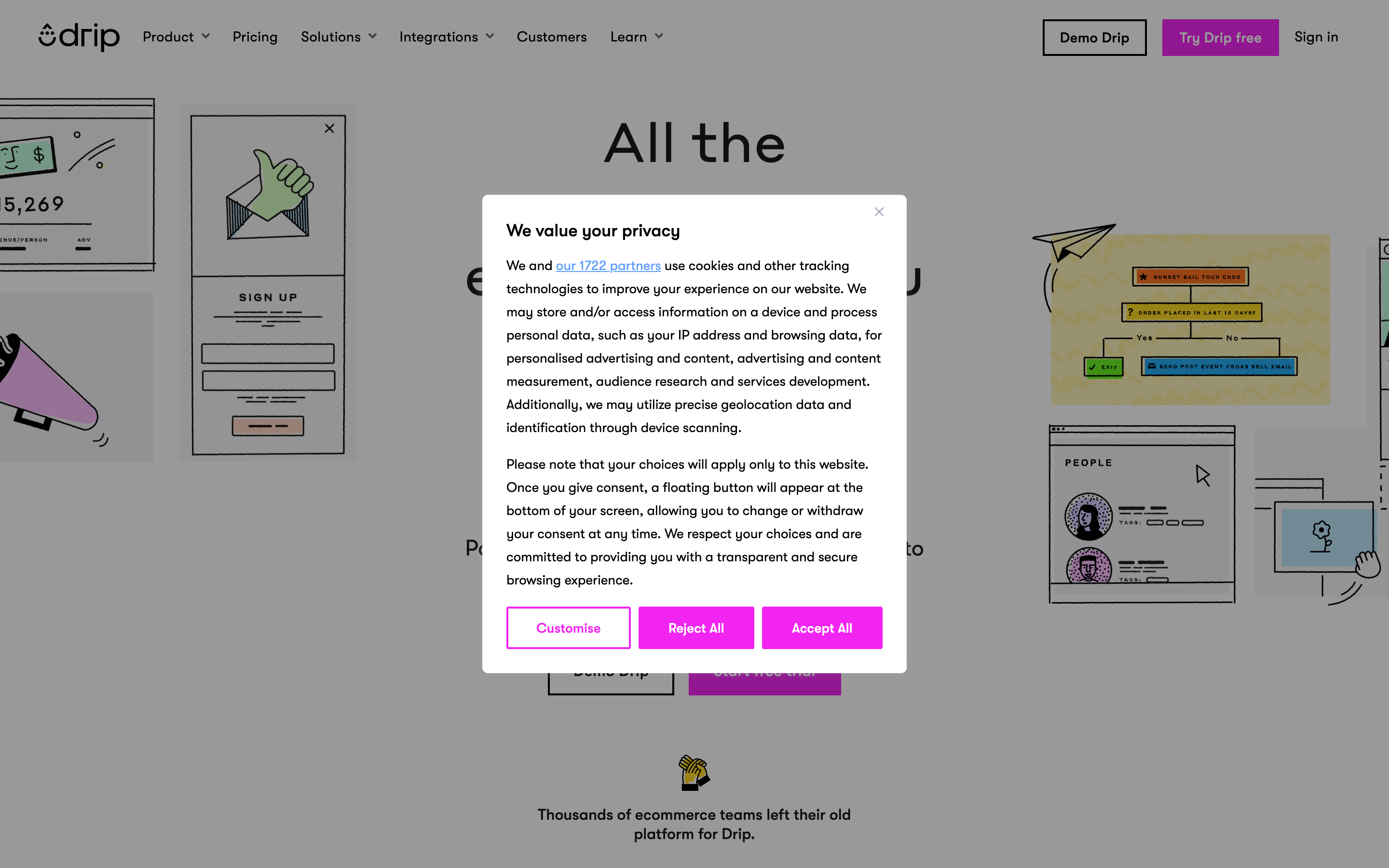 Drip website screenshot