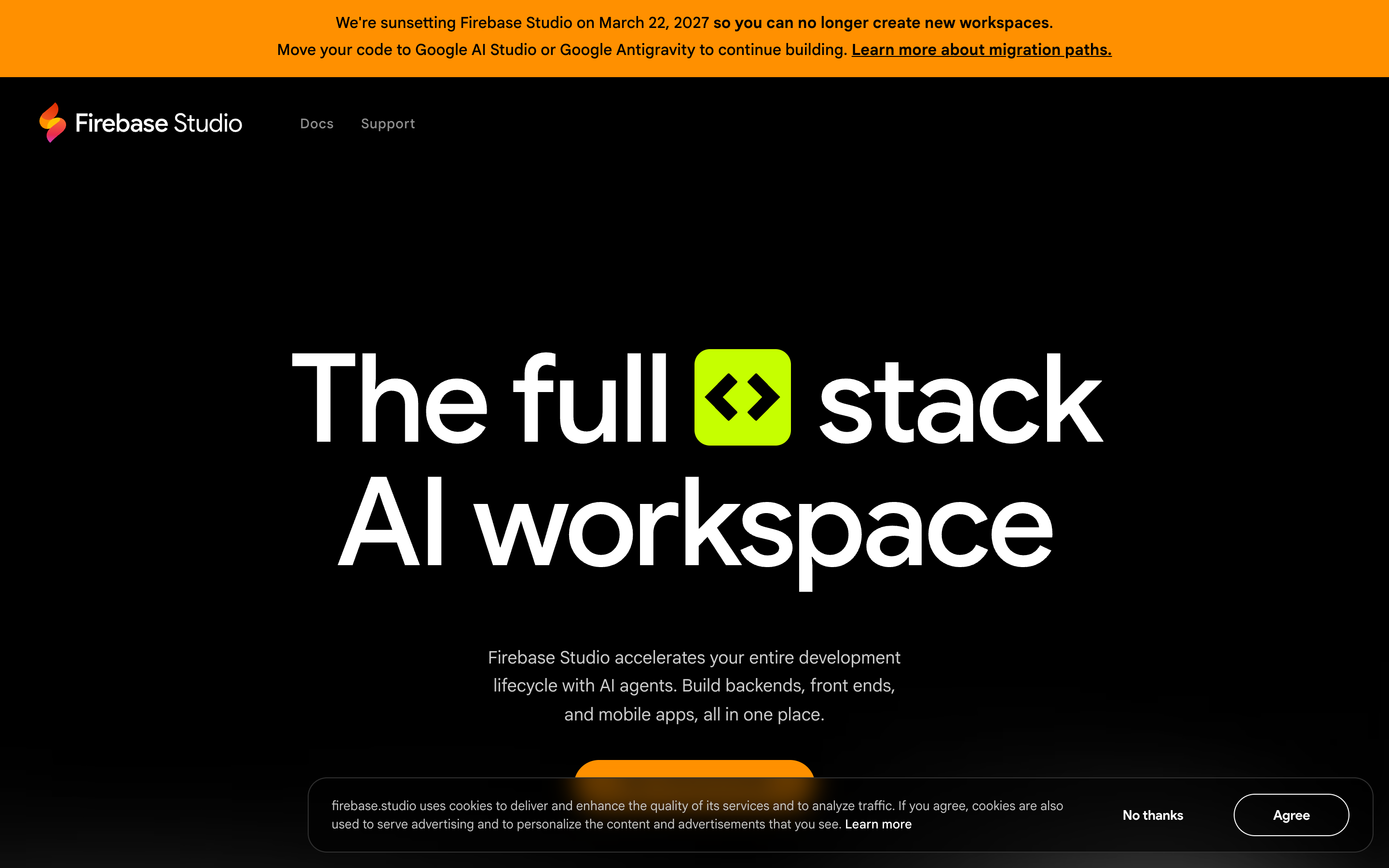 Firebase Studio website screenshot
