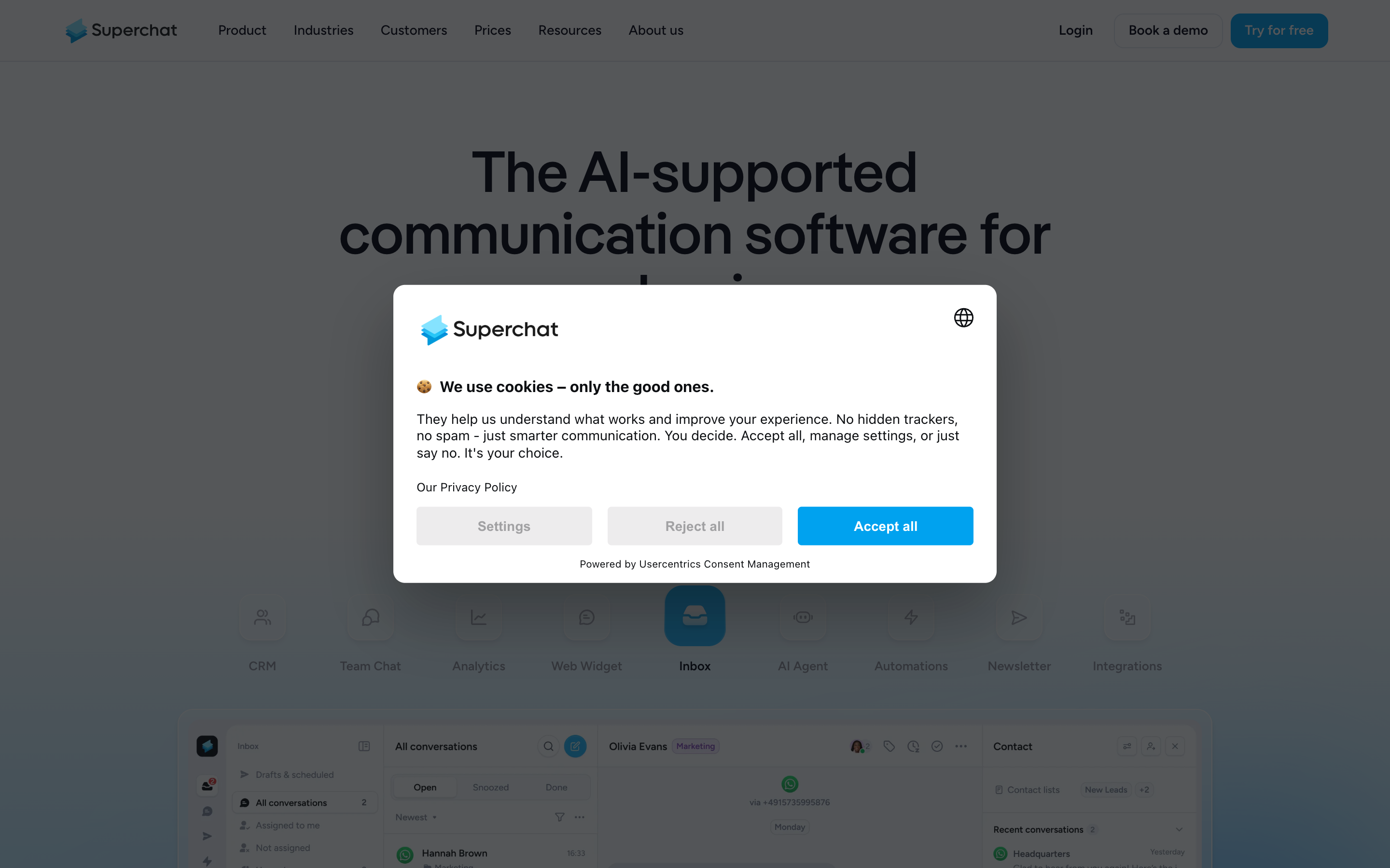 Superchat website screenshot