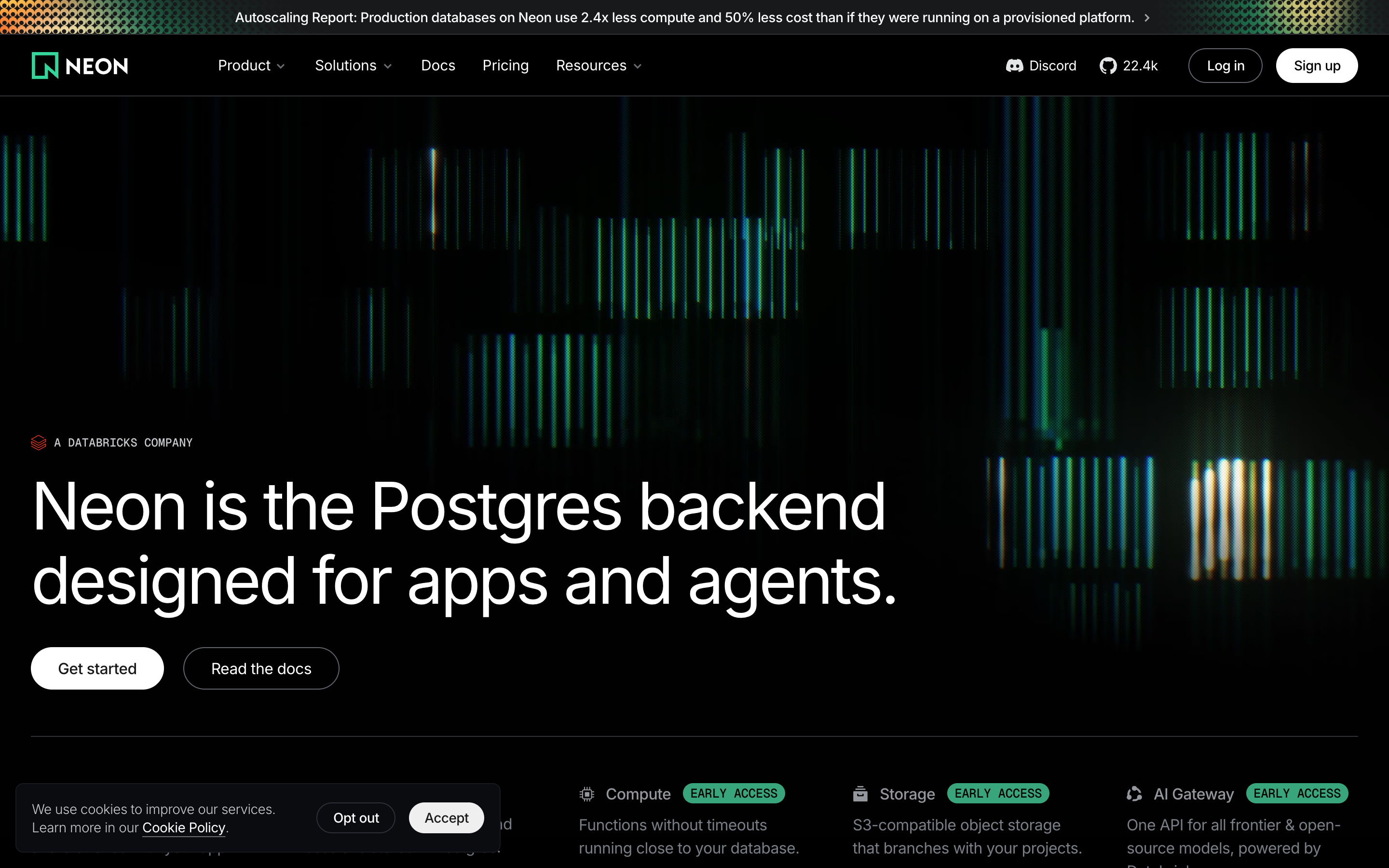 Neon website screenshot