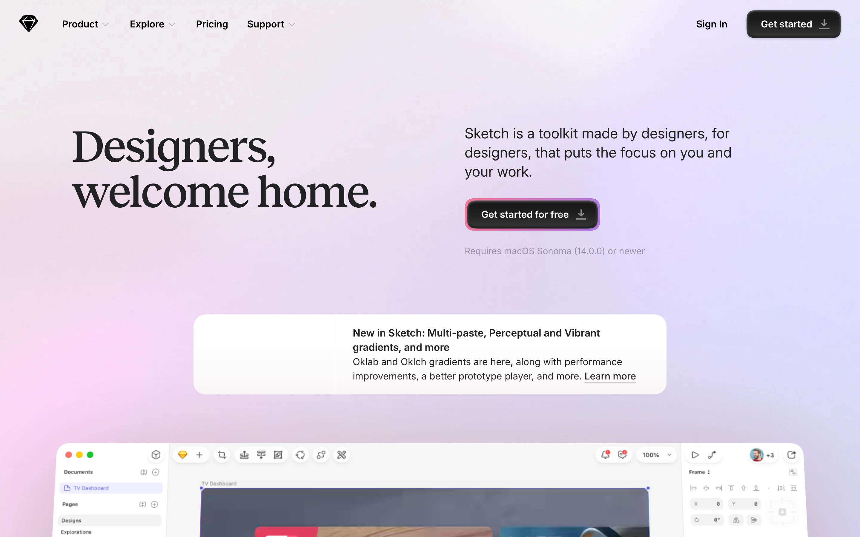Sketch website screenshot