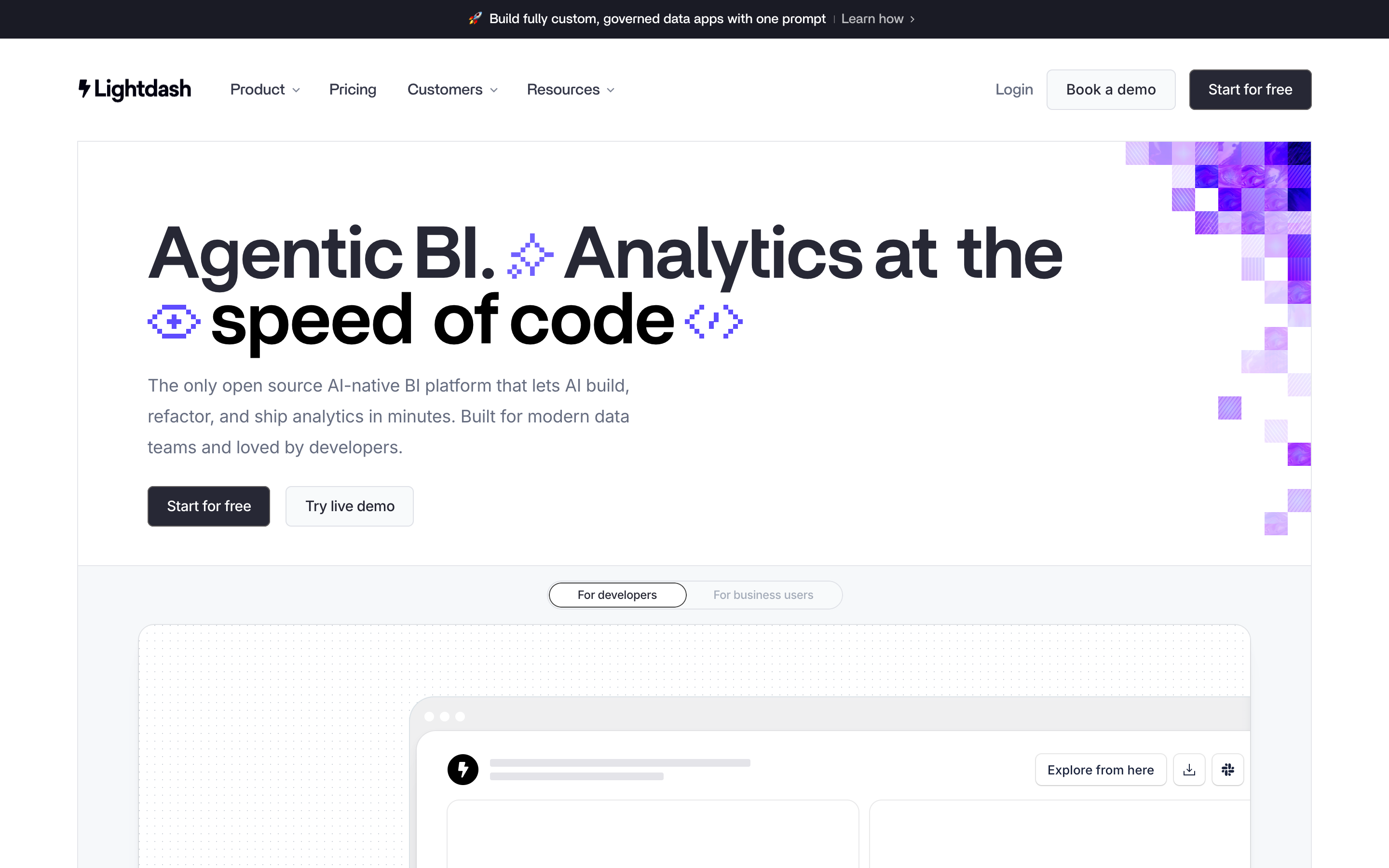 Lightdash website screenshot
