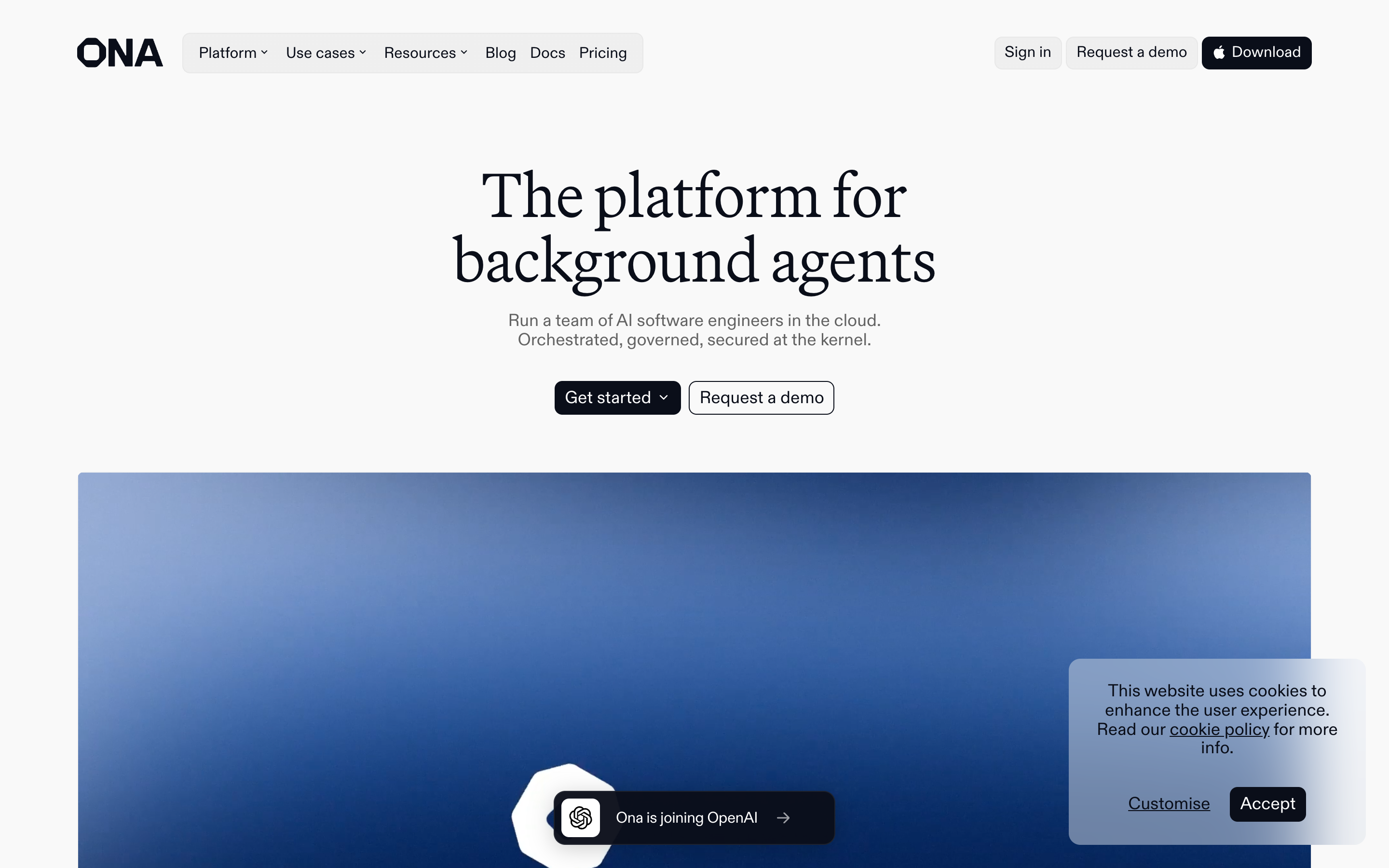 Ona website screenshot