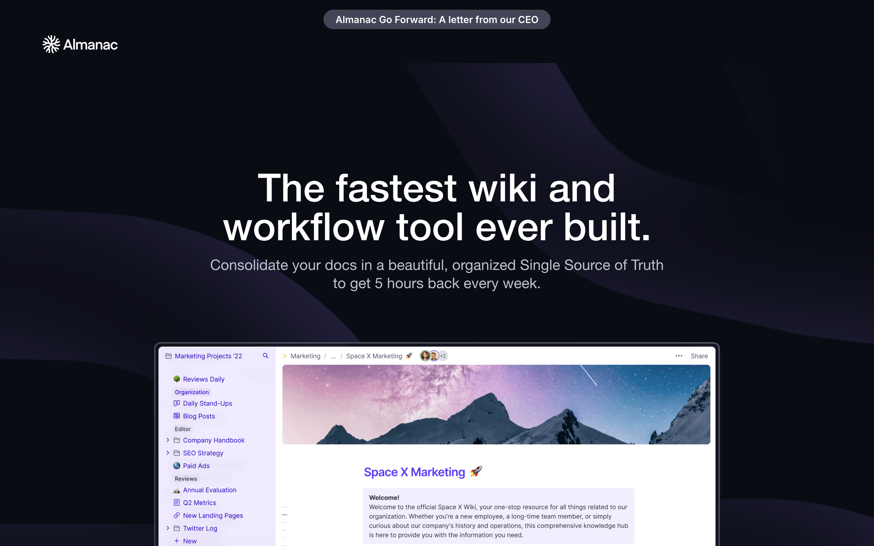 Almanac website screenshot