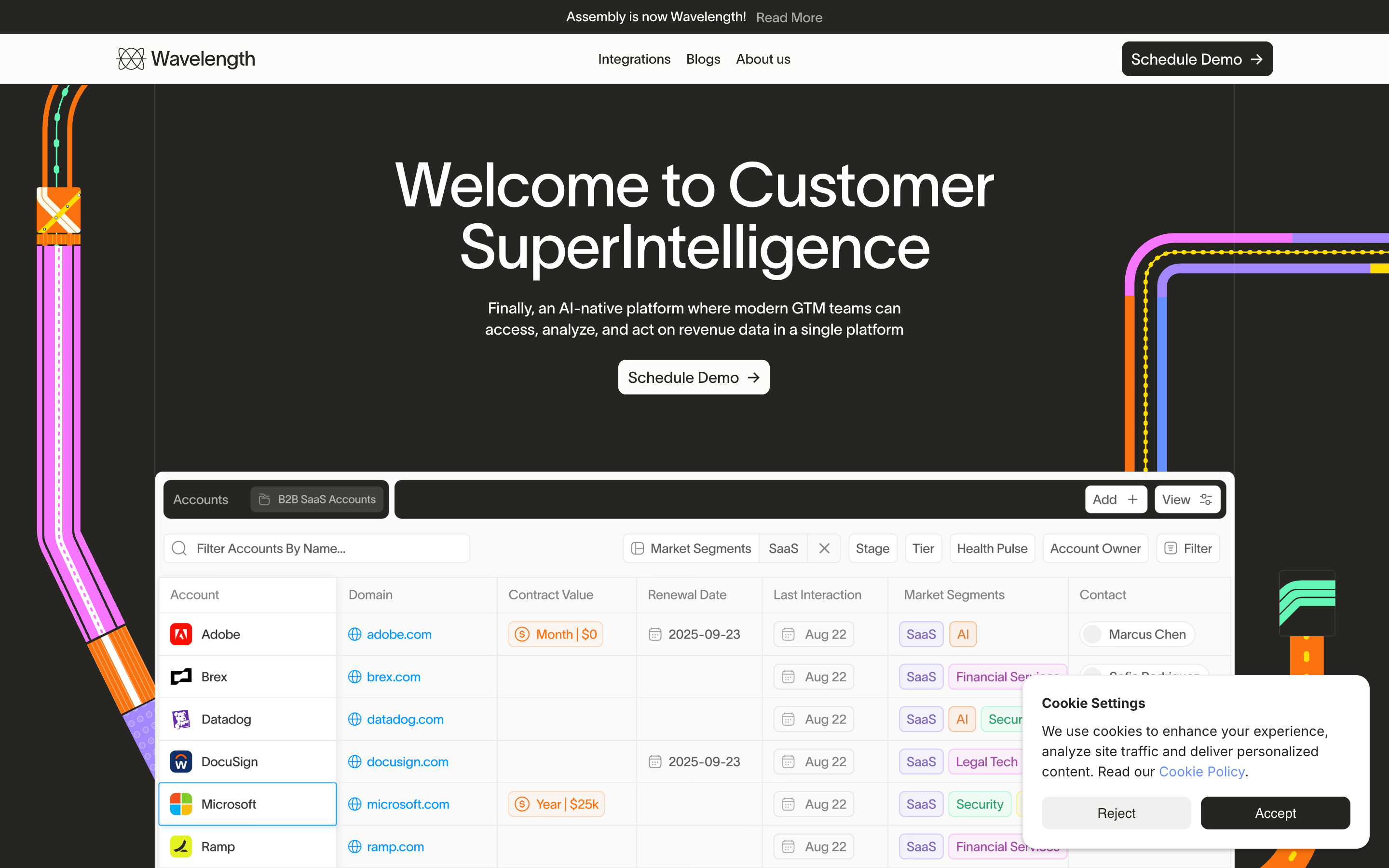 Wavelength website screenshot