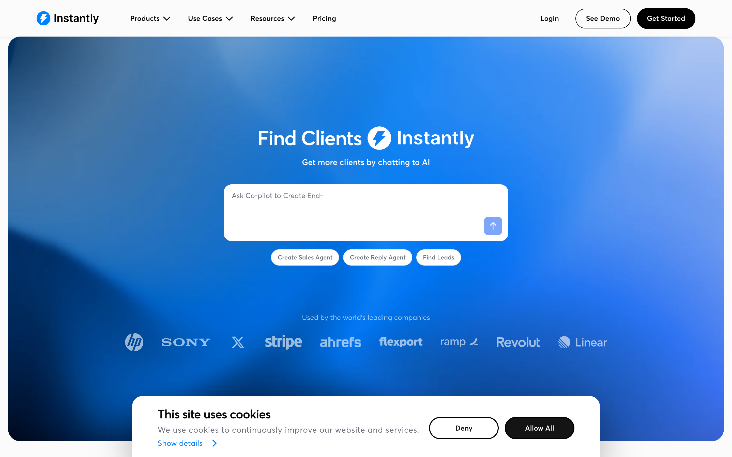 Instantly website screenshot