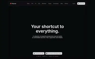 Raycast website screenshot