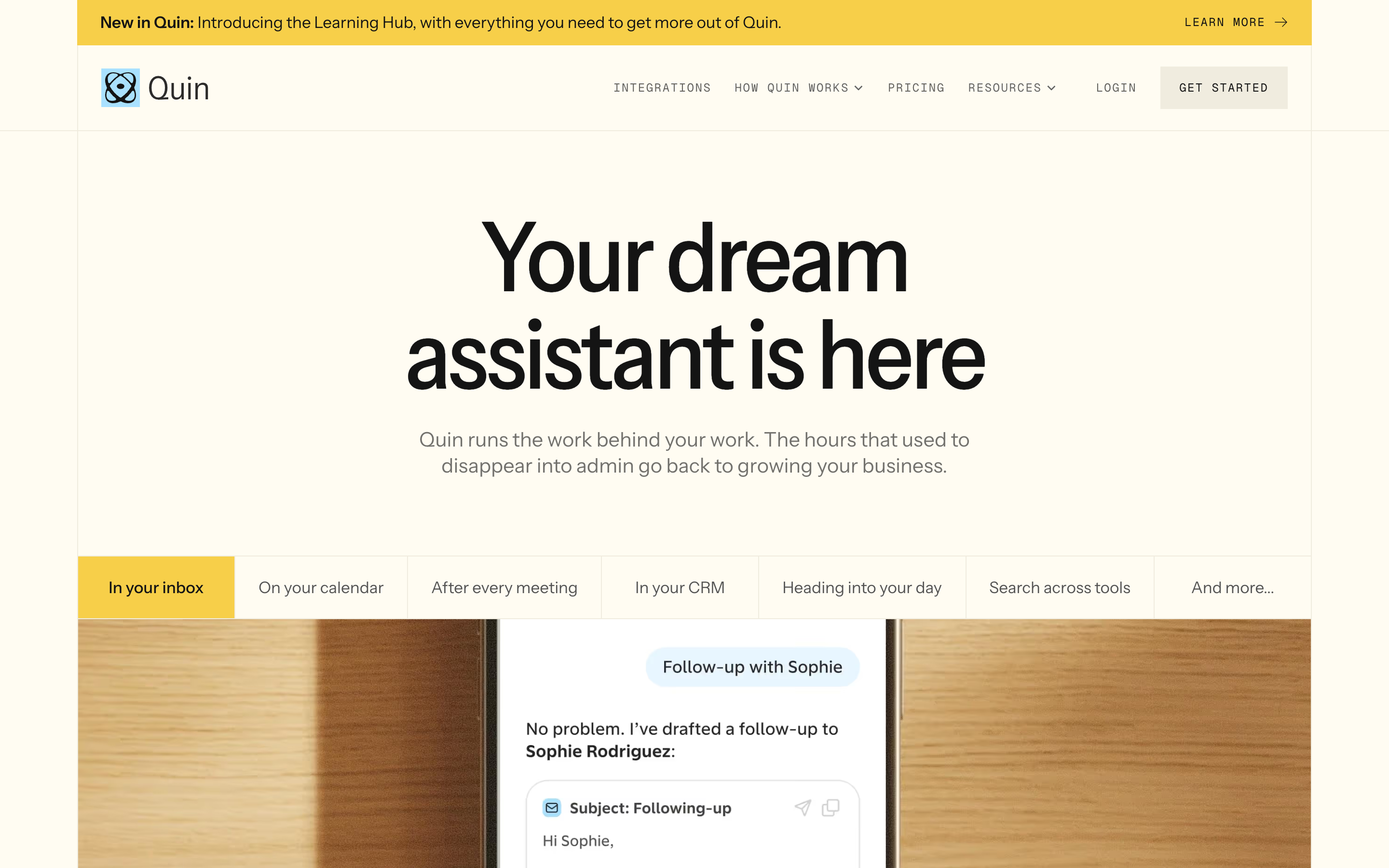 Quin website screenshot