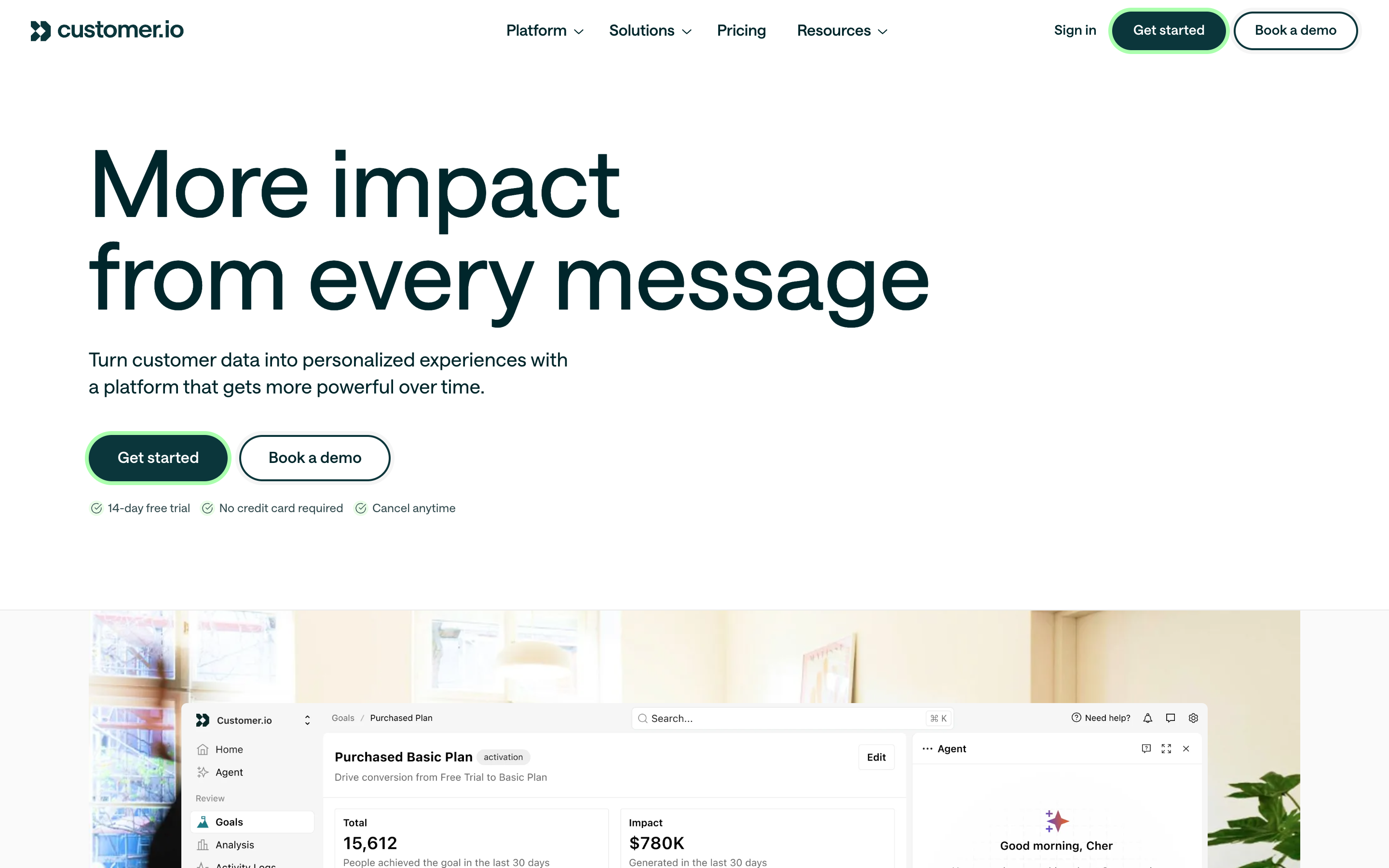 Customer website screenshot