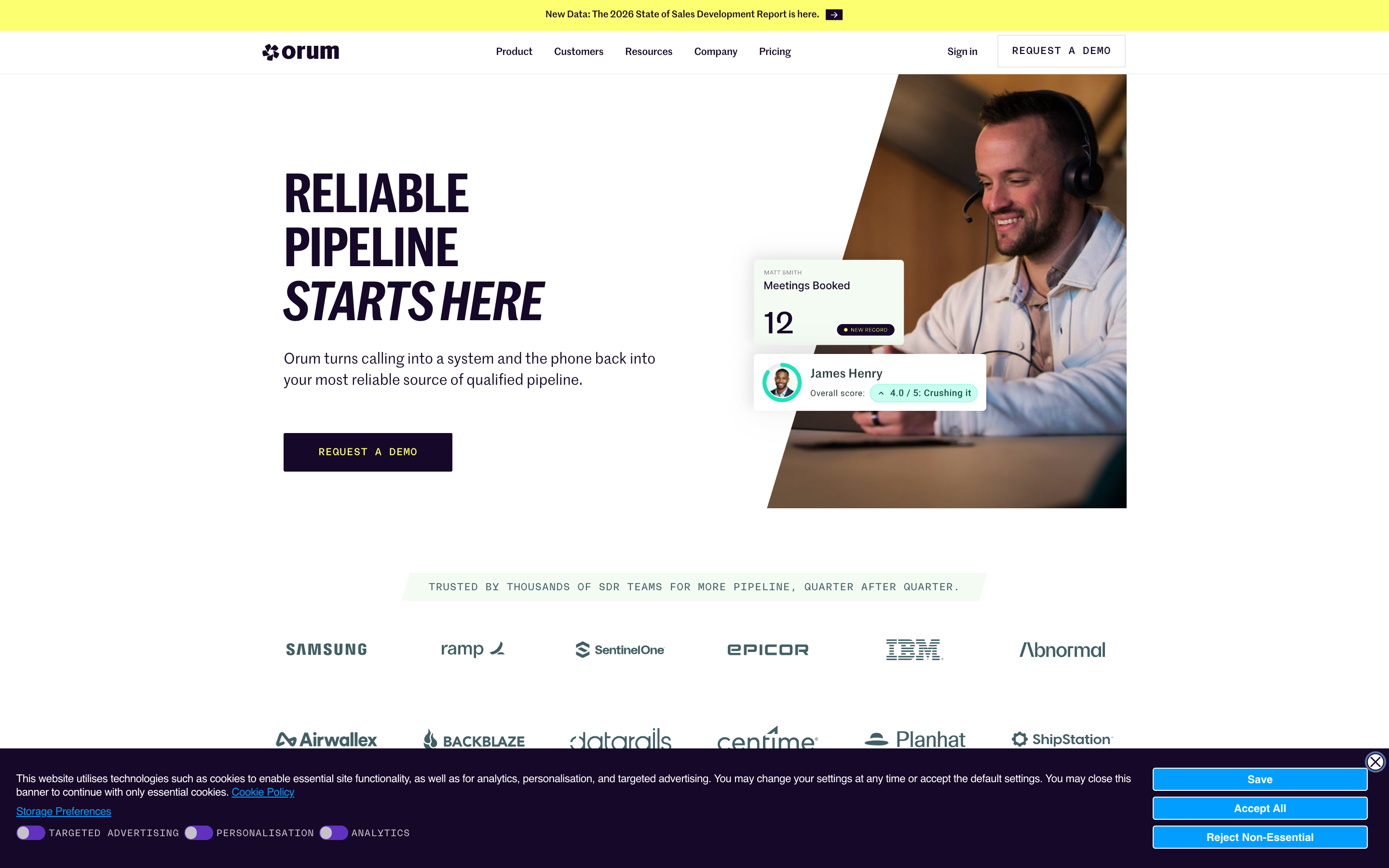 Orum website screenshot