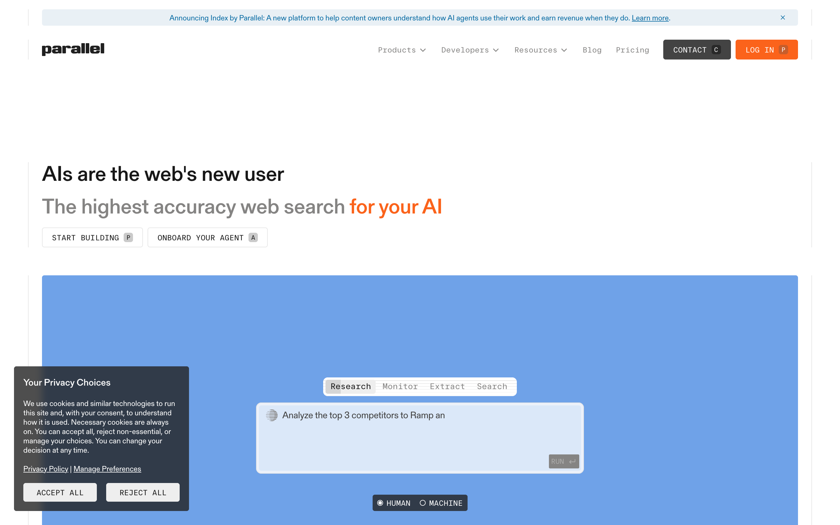 Parallel AI website screenshot
