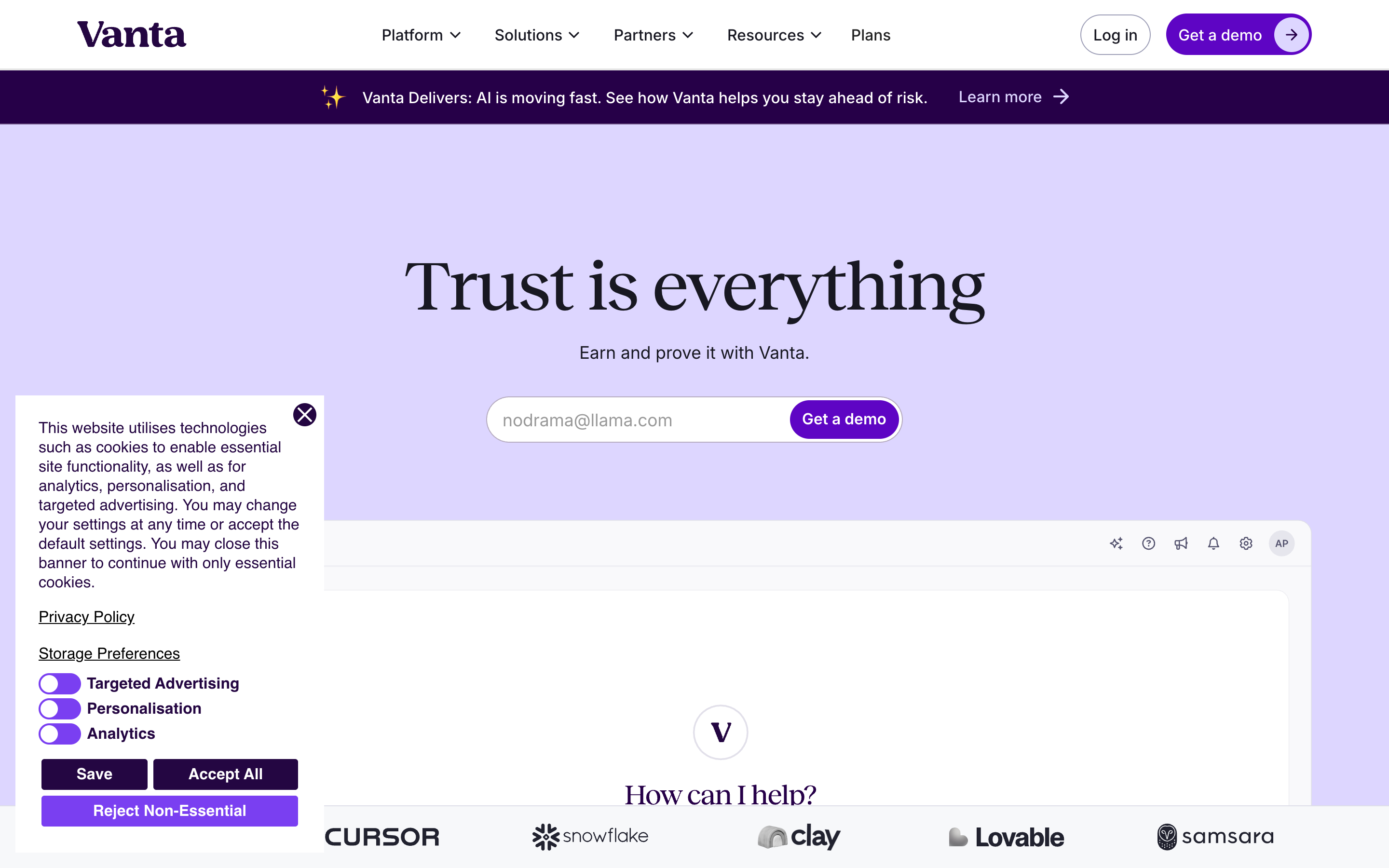Vanta website screenshot