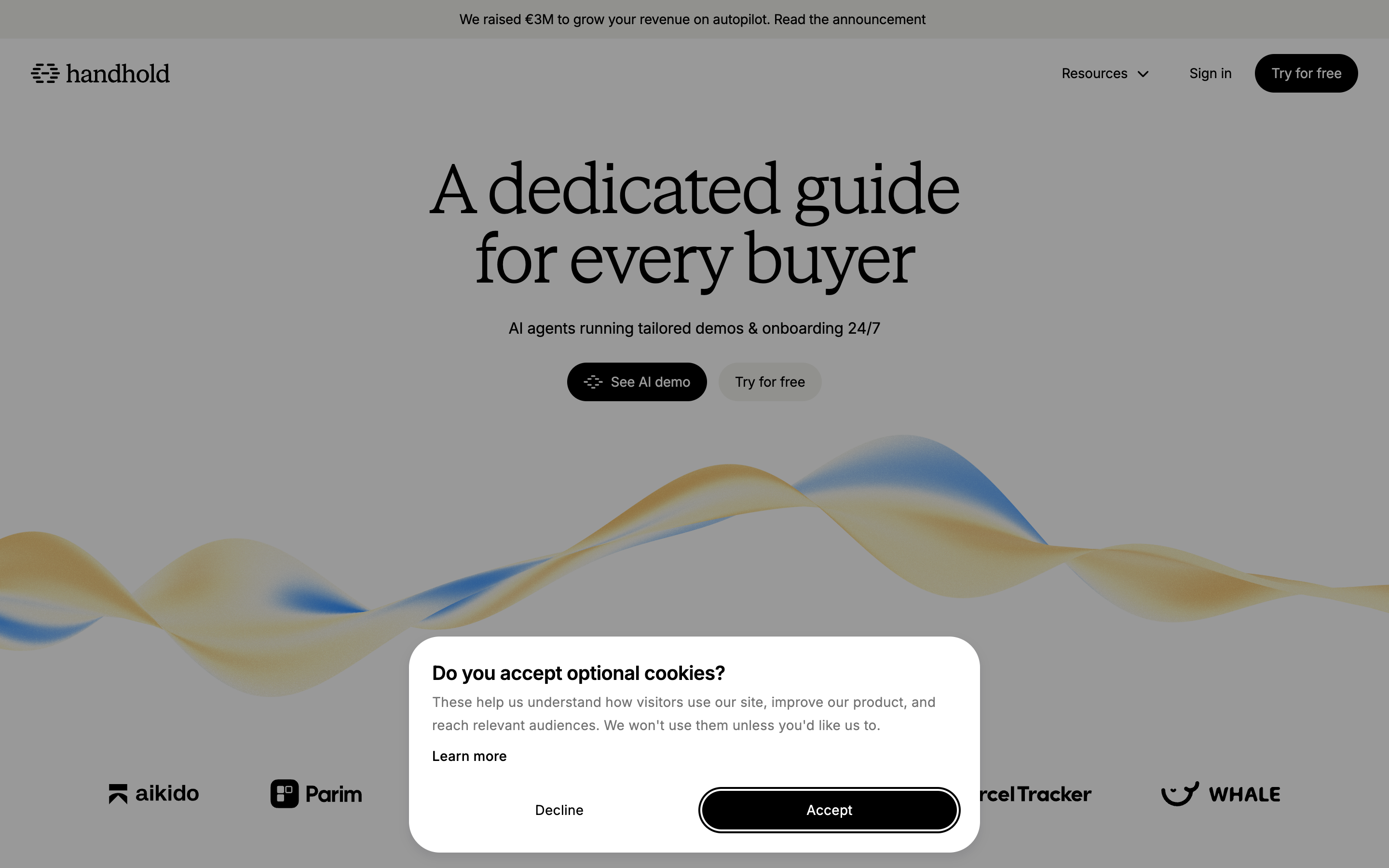 Handhold website screenshot