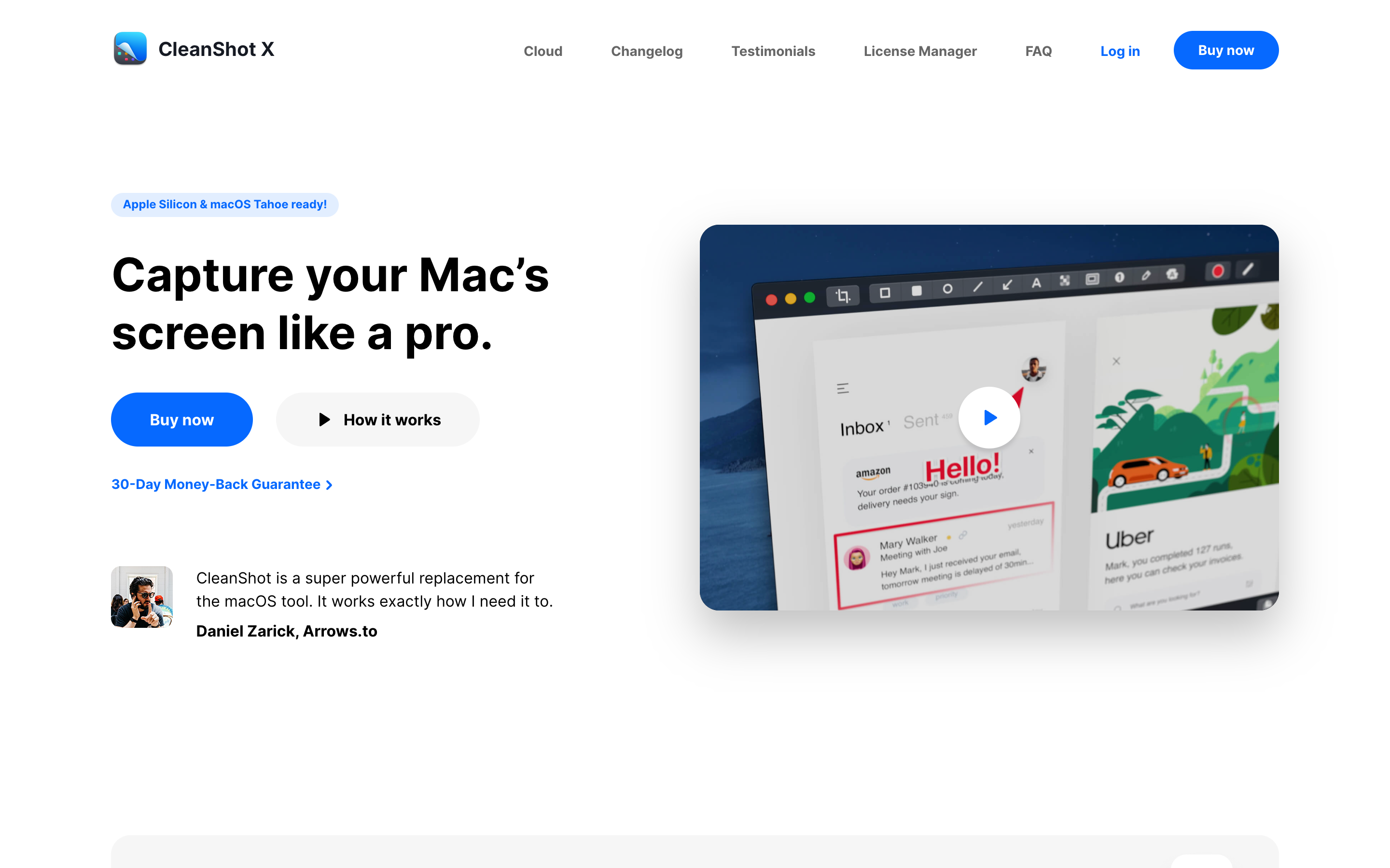 Cleanshot website screenshot