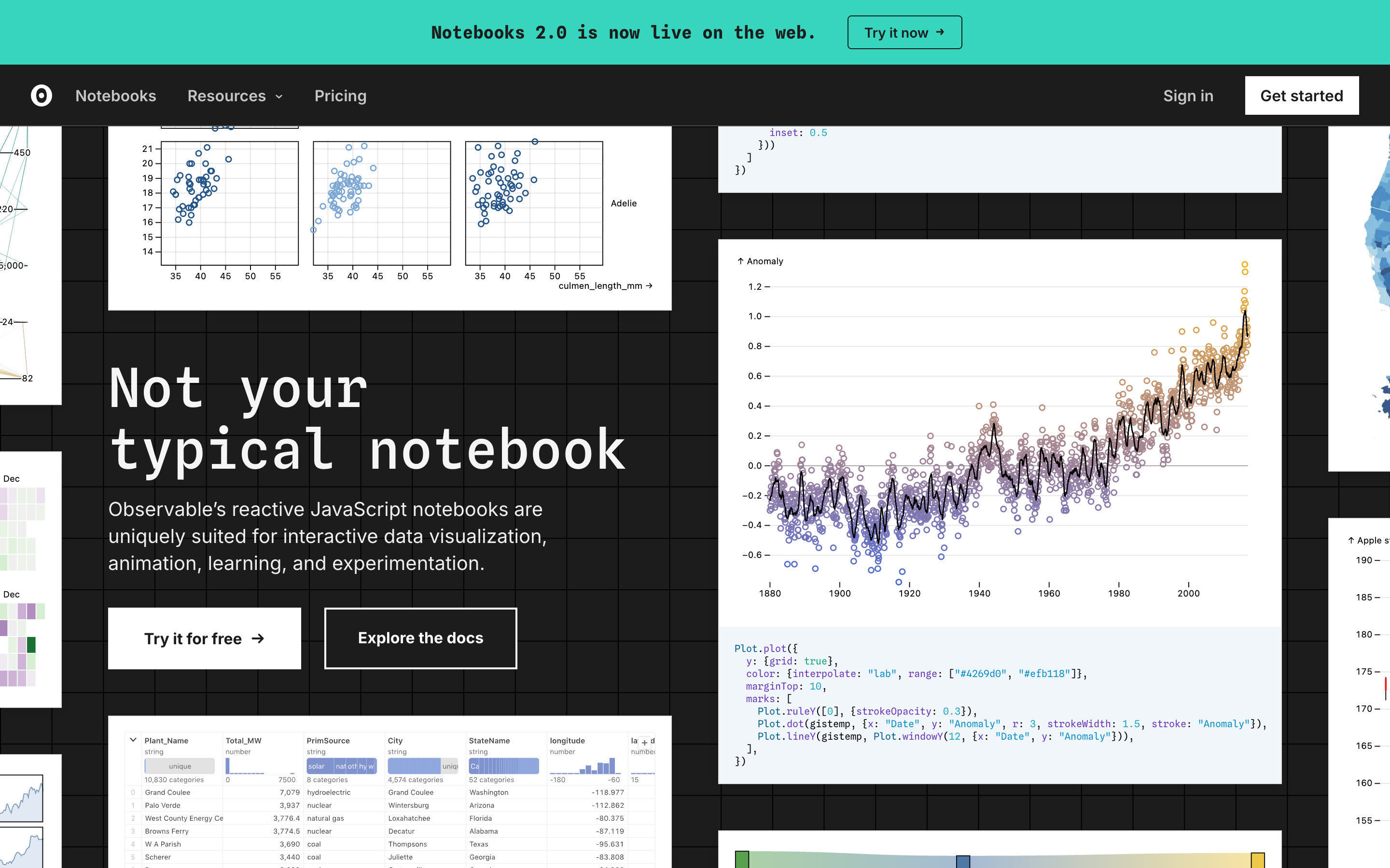 Observablehq website screenshot