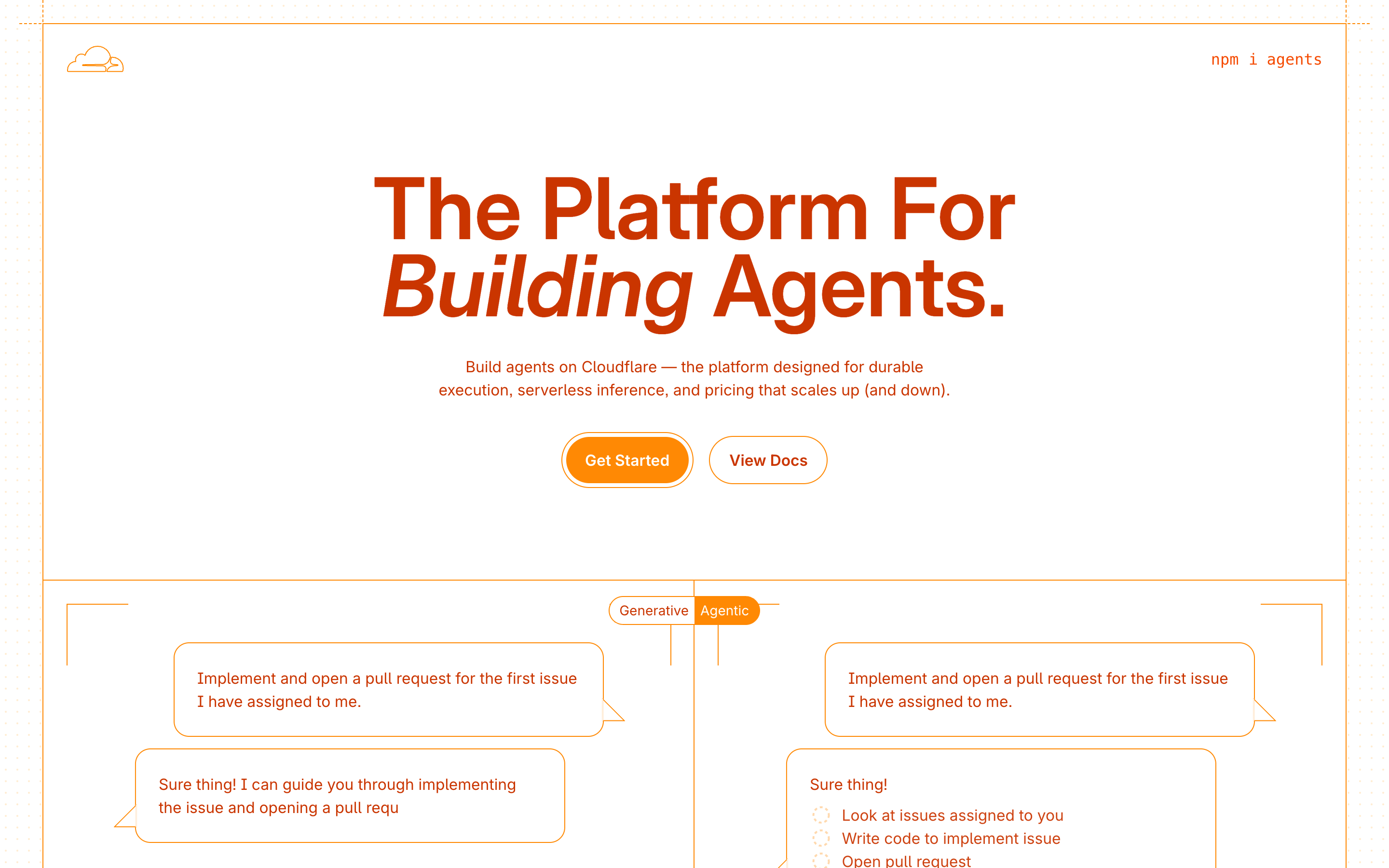 Cloudflare Agents website screenshot
