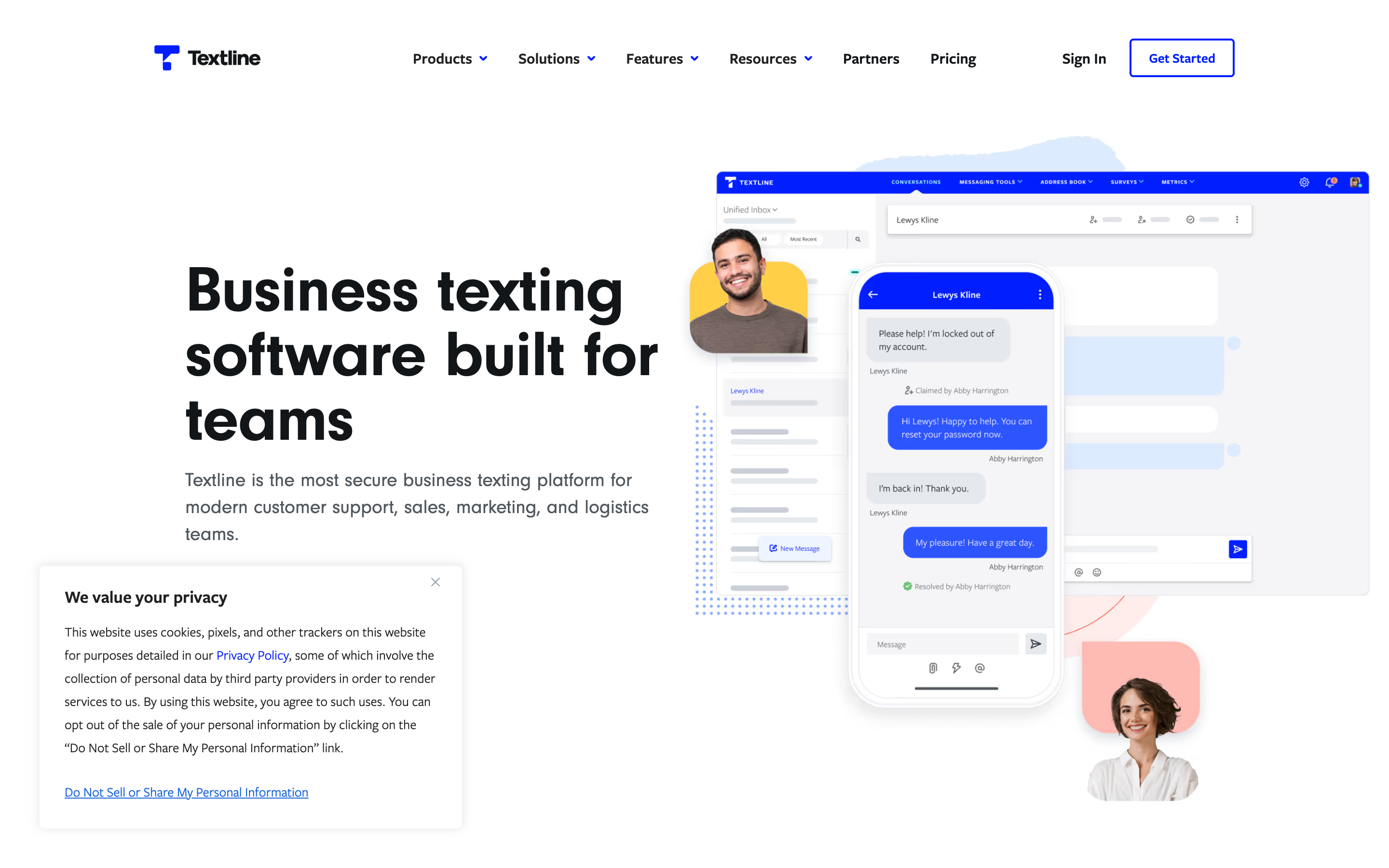 Textline website screenshot