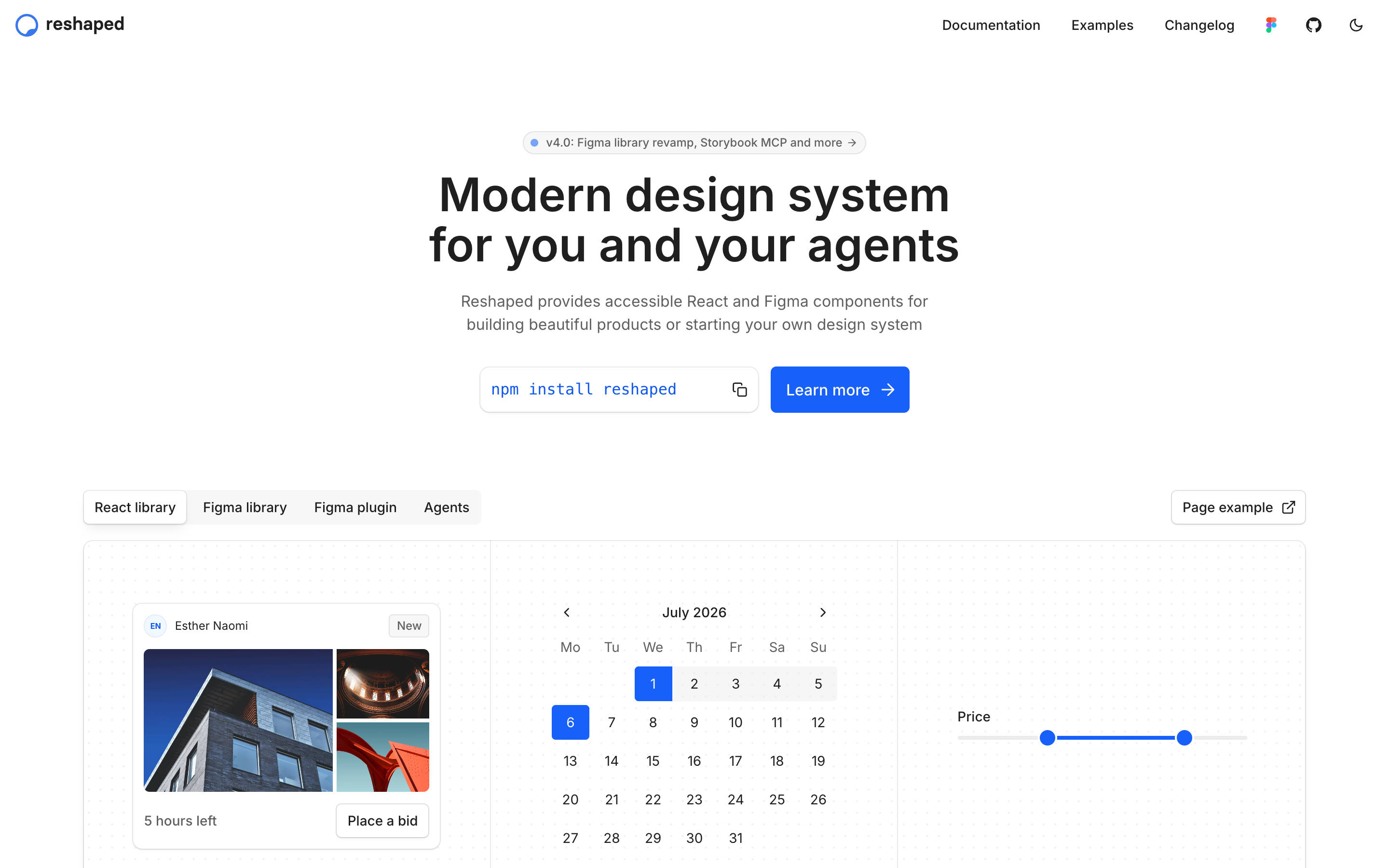 Reshaped website screenshot
