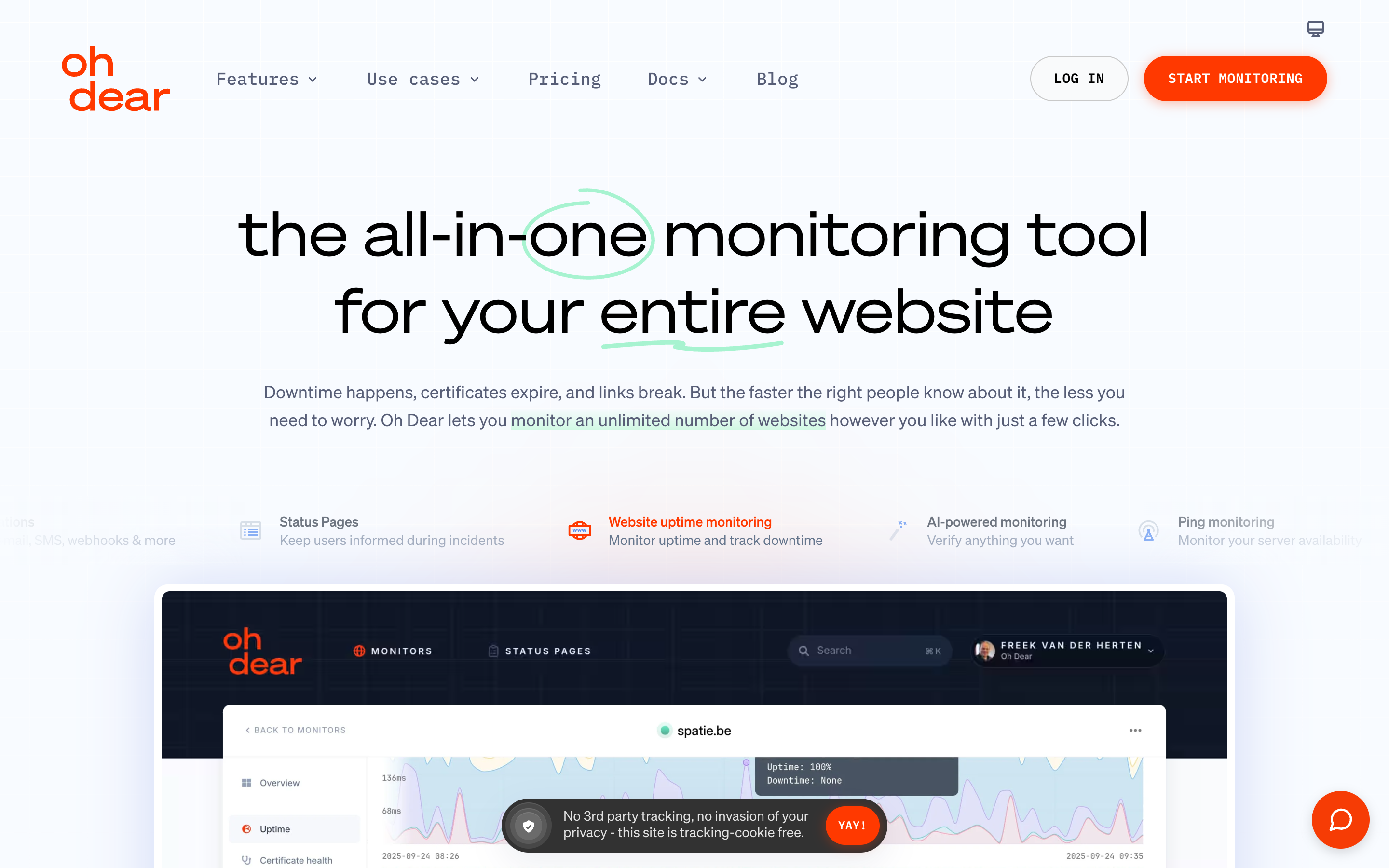 Ohdear website screenshot