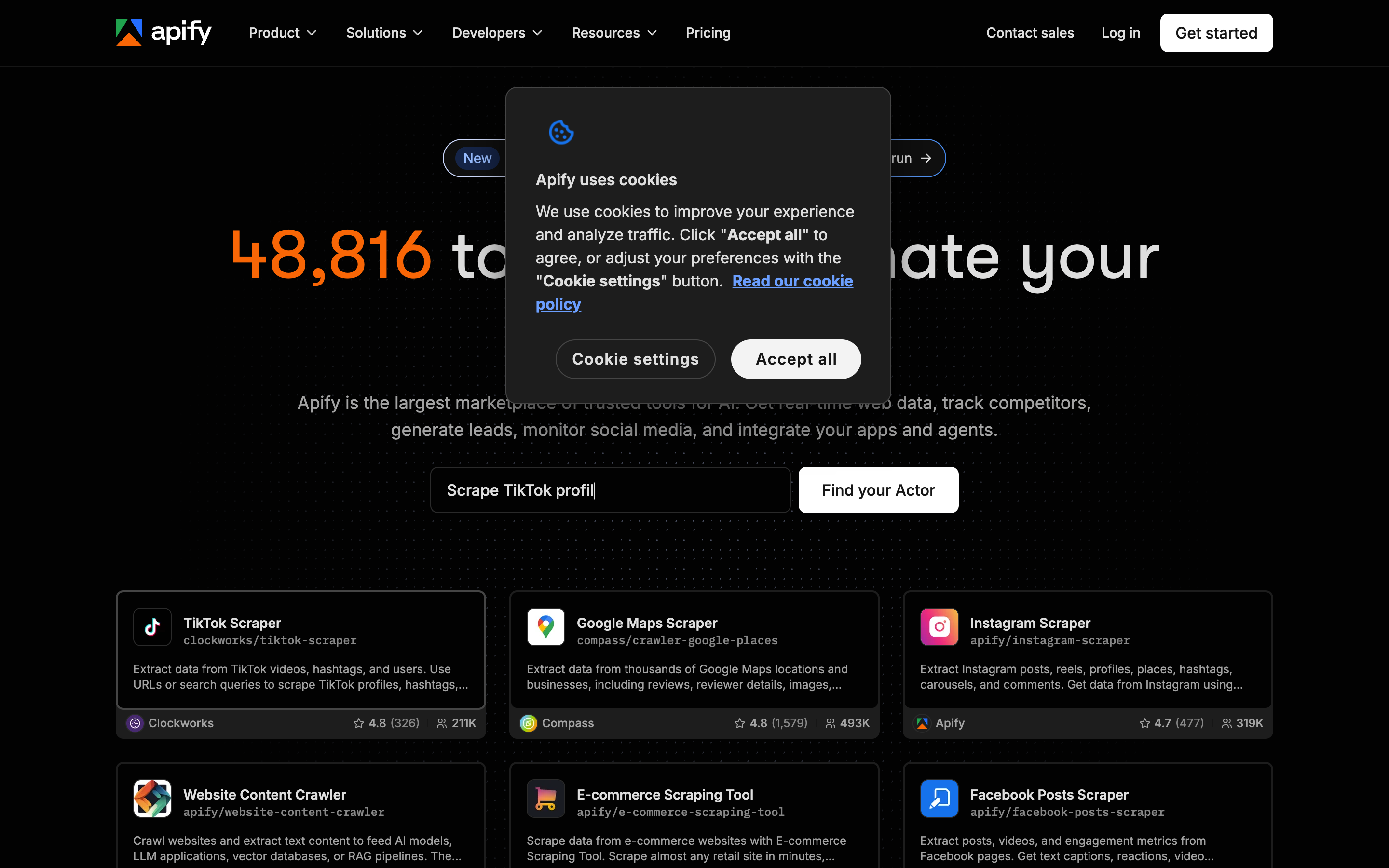 Apify website screenshot