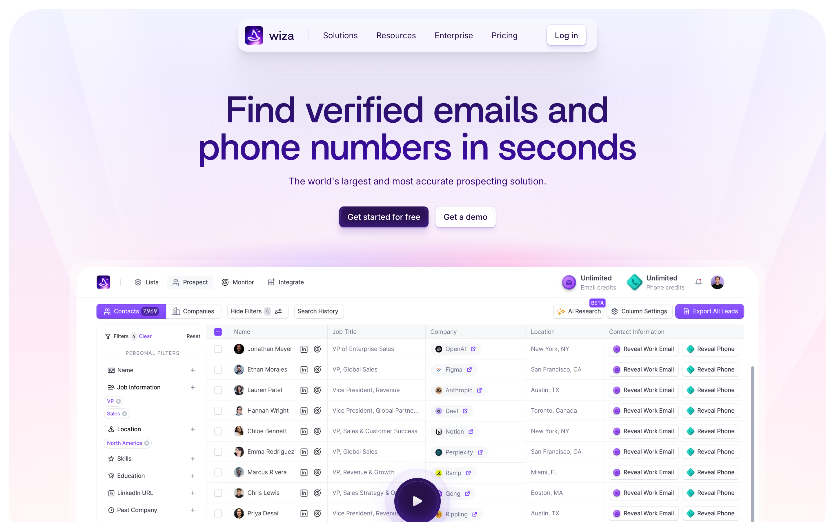 Wiza website screenshot
