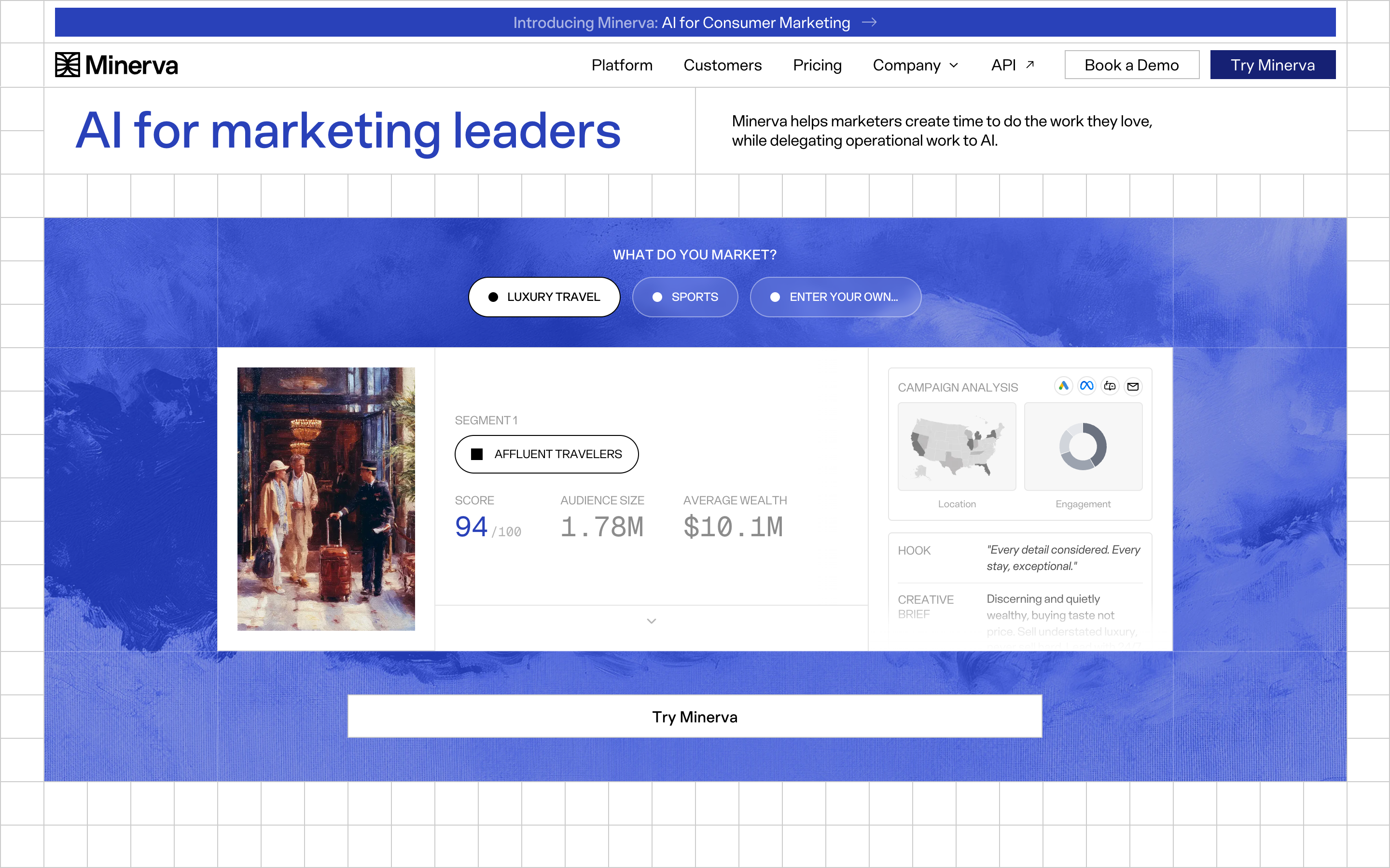 Minerva website screenshot