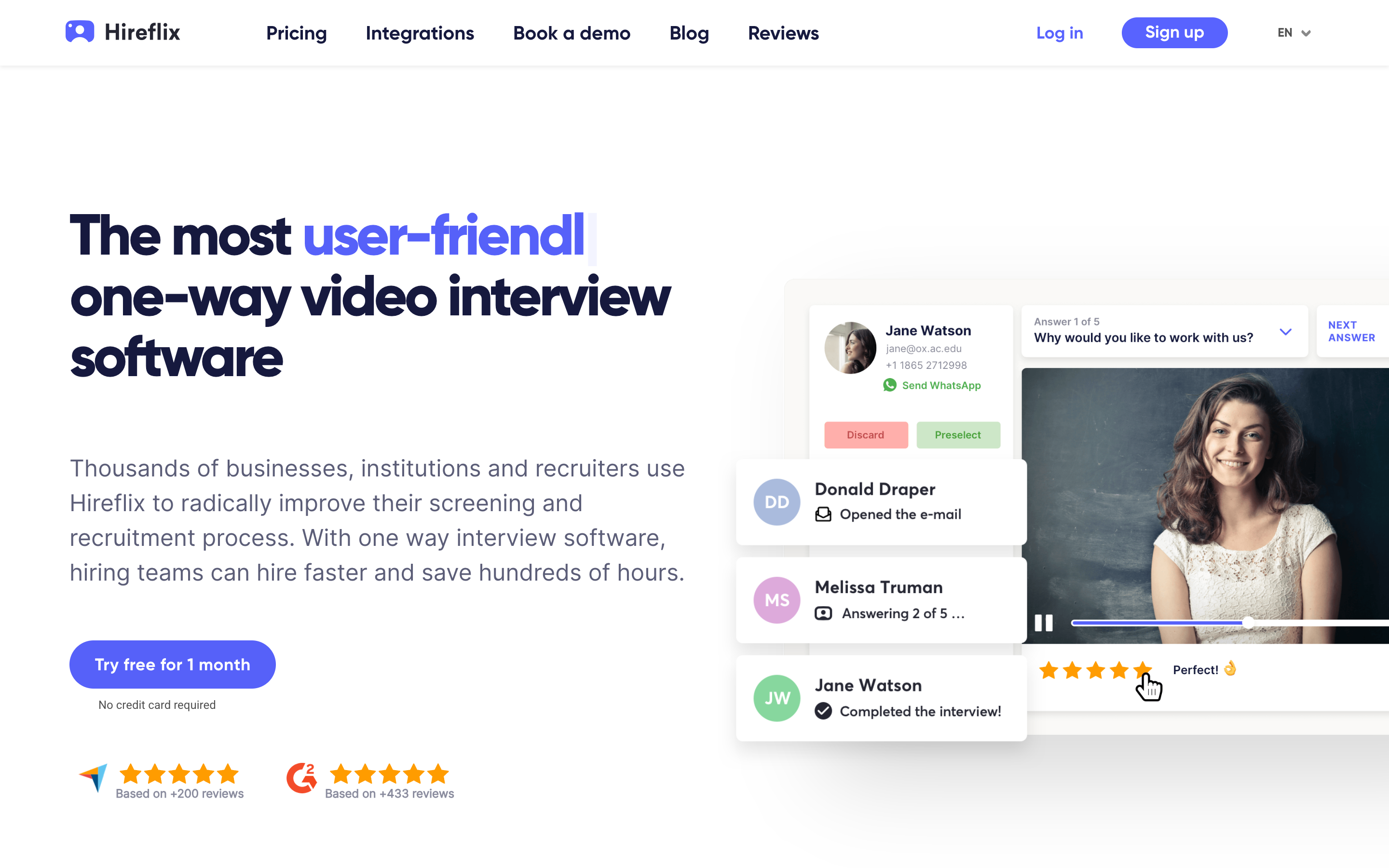 Hireflix website screenshot