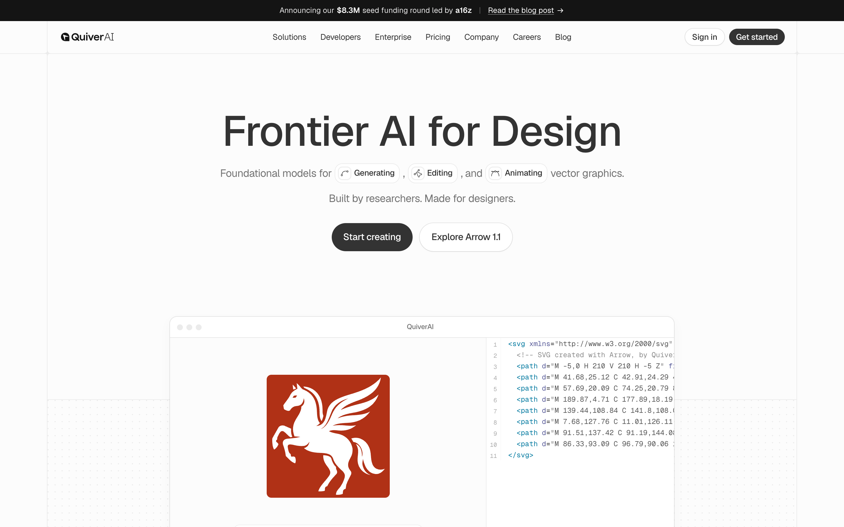 Quiver AI website screenshot