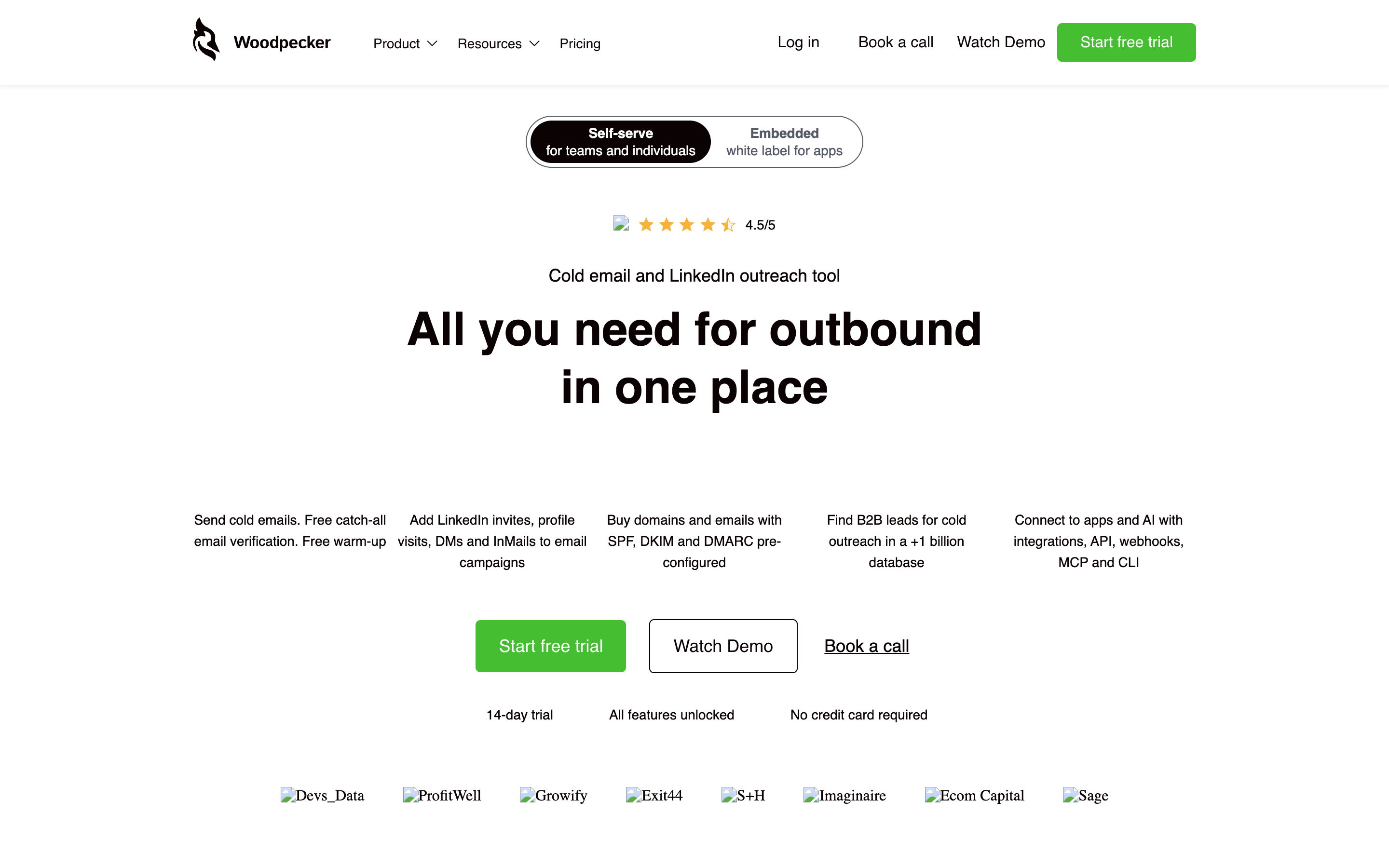 Woodpecker website screenshot