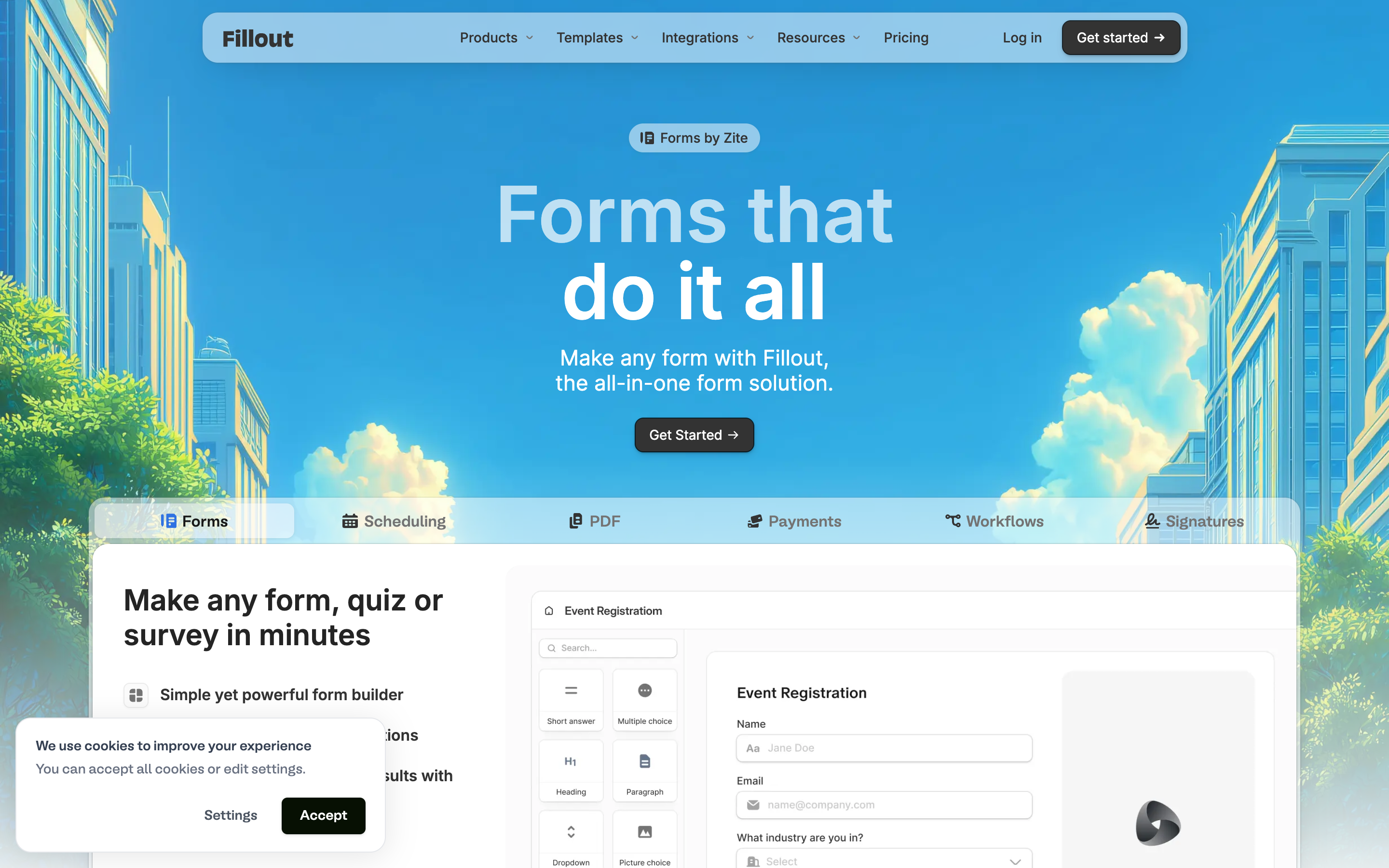 Fillout website screenshot