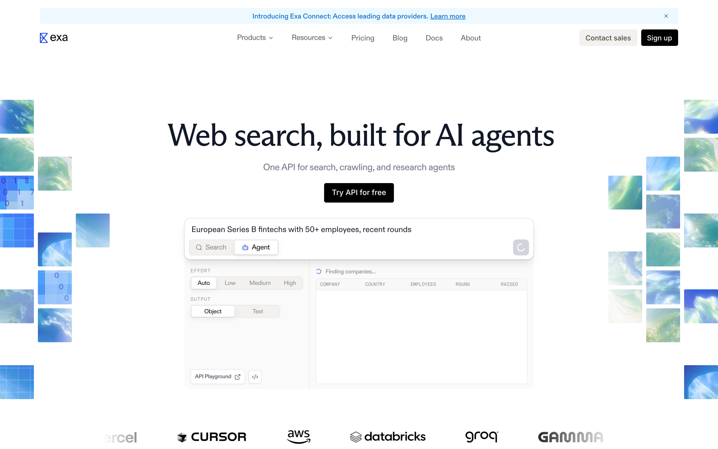 Exa website screenshot