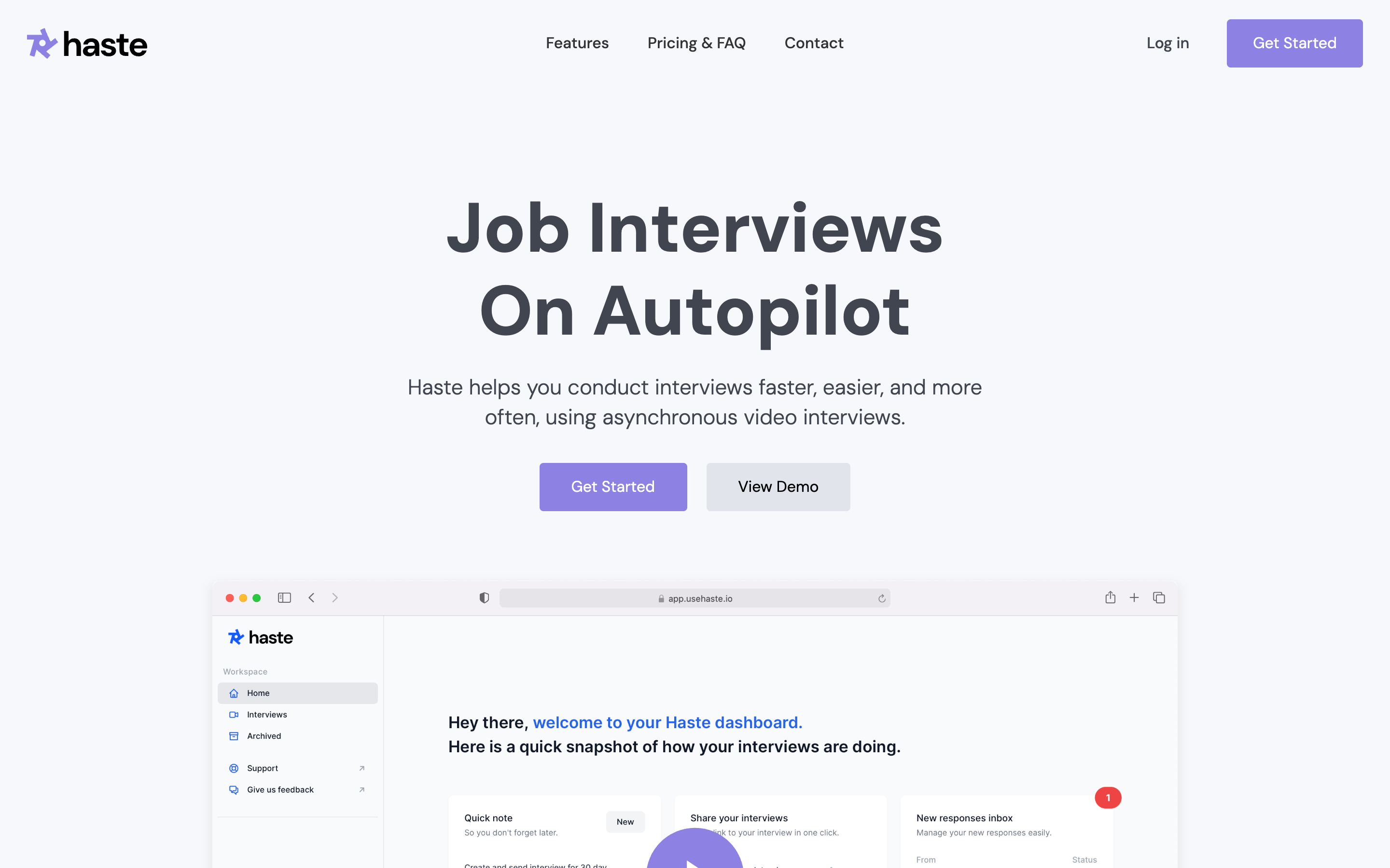 Usehaste website screenshot