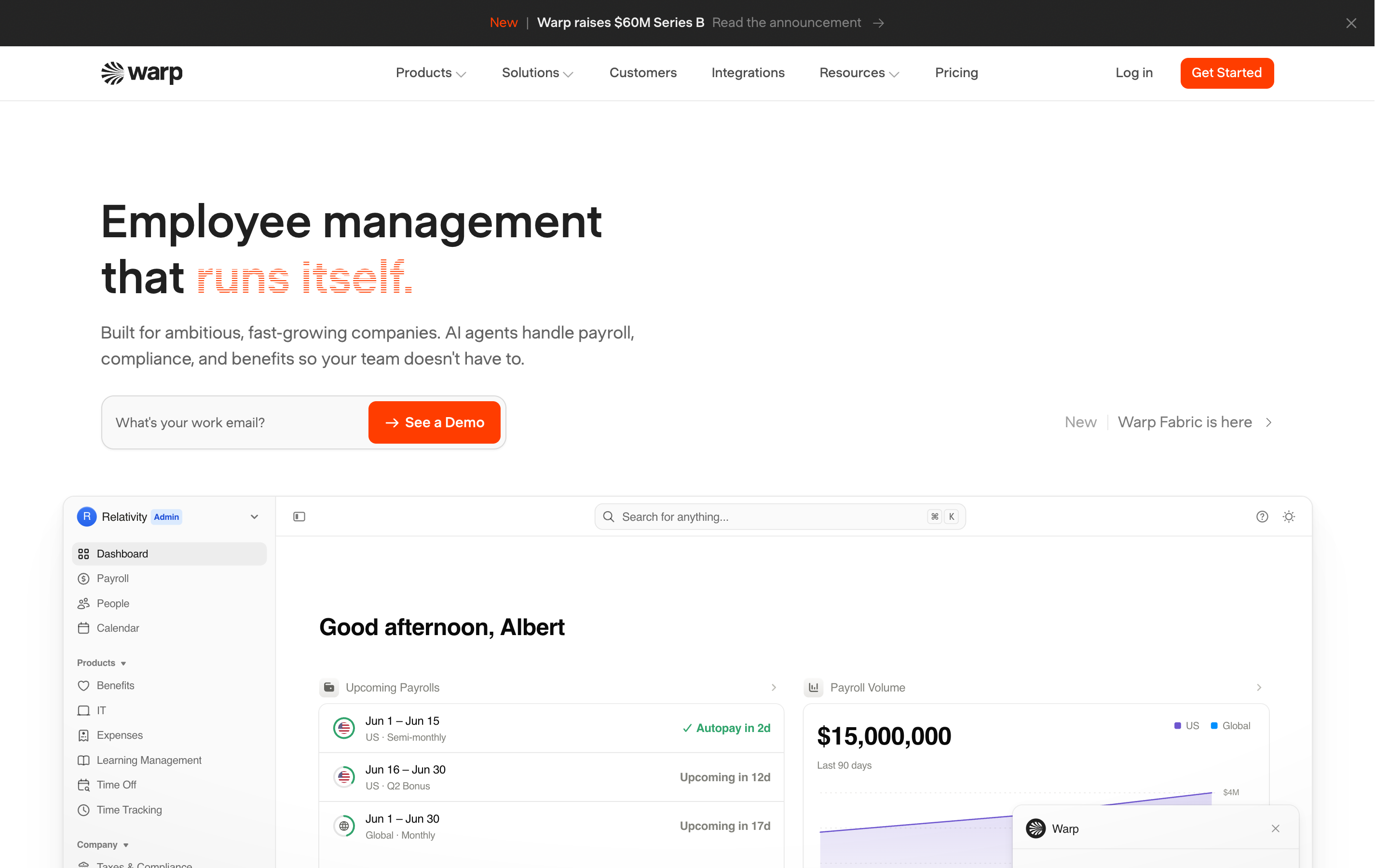 Joinwarp website screenshot