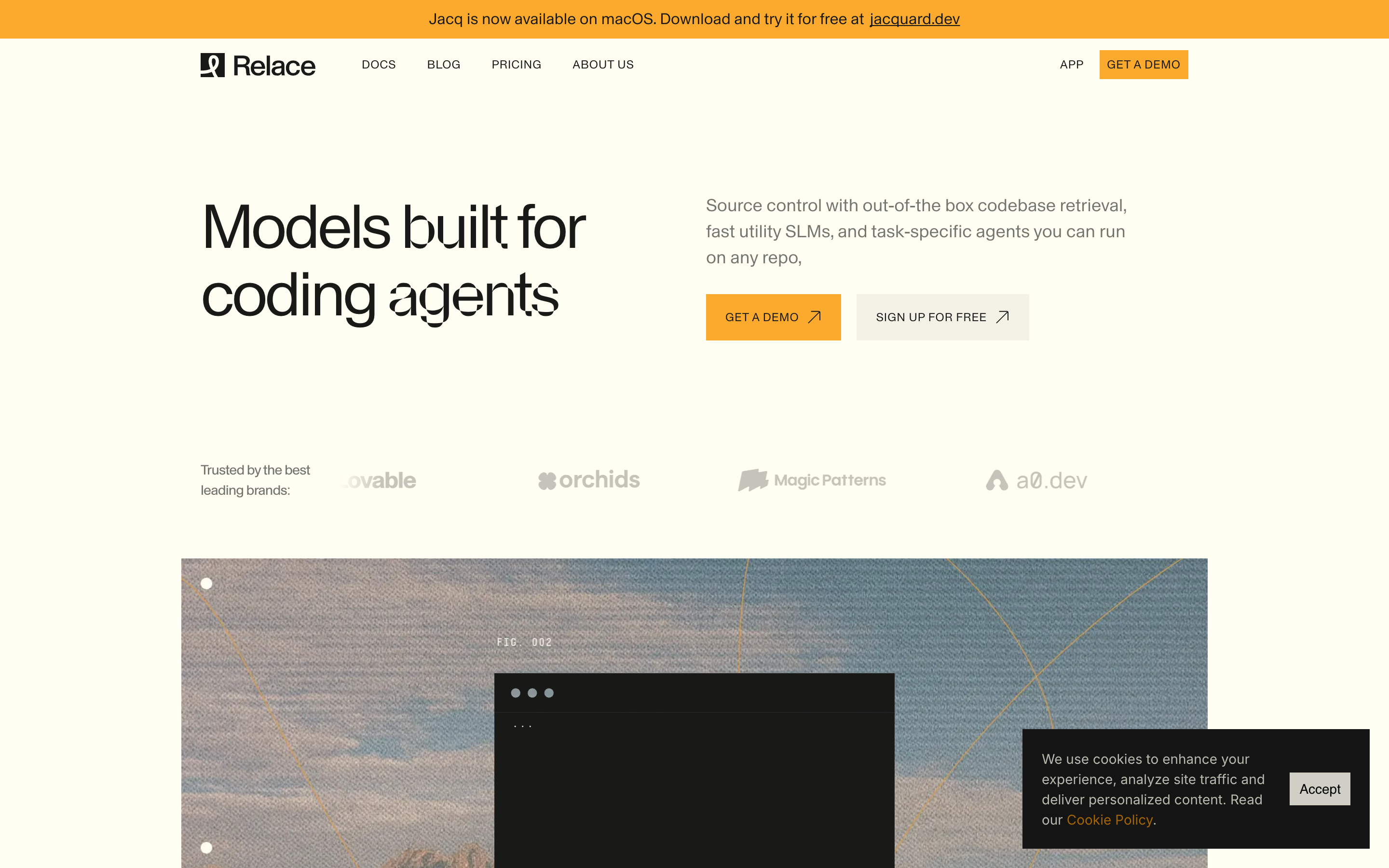 Relace AI website screenshot