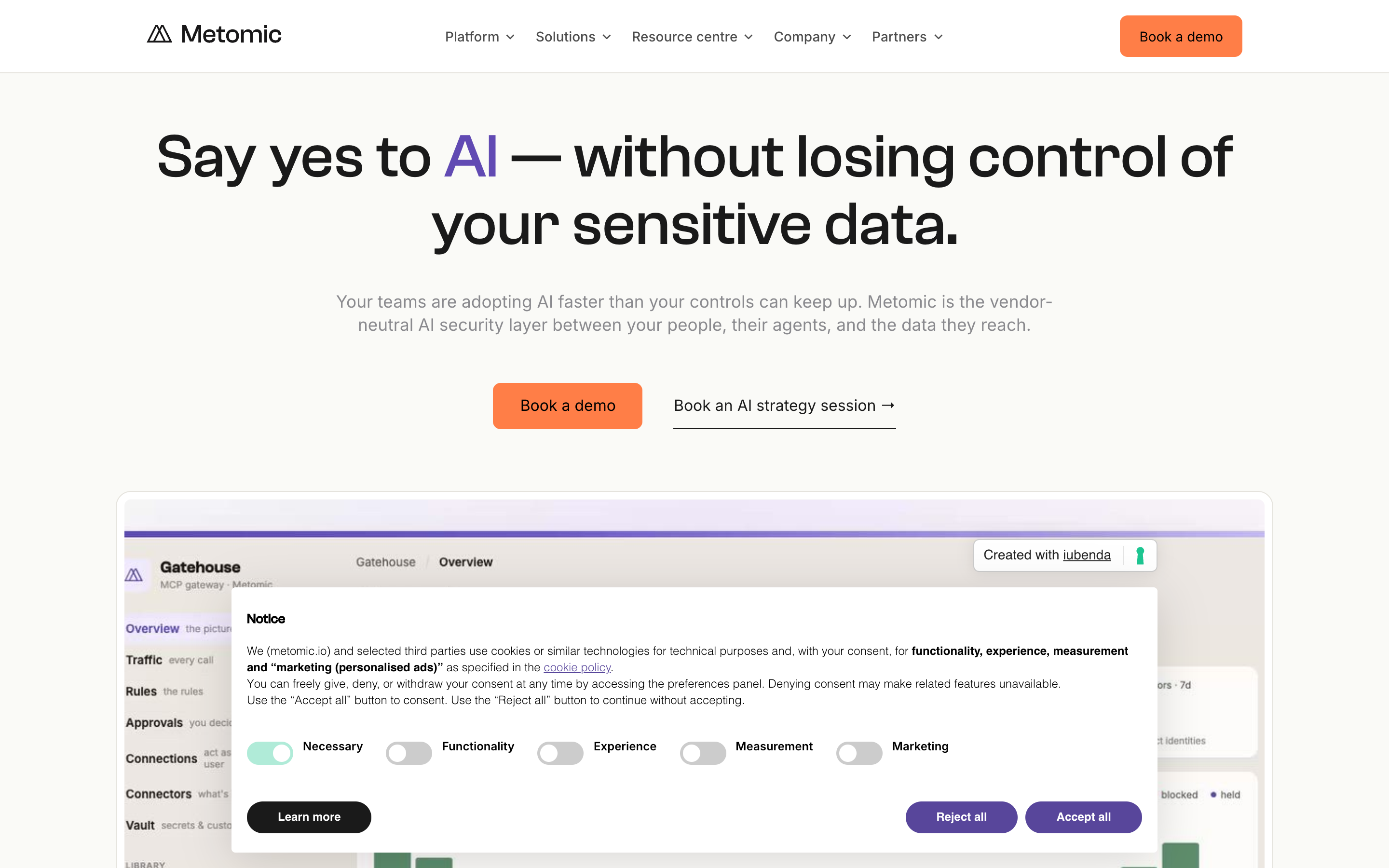Metomic website screenshot