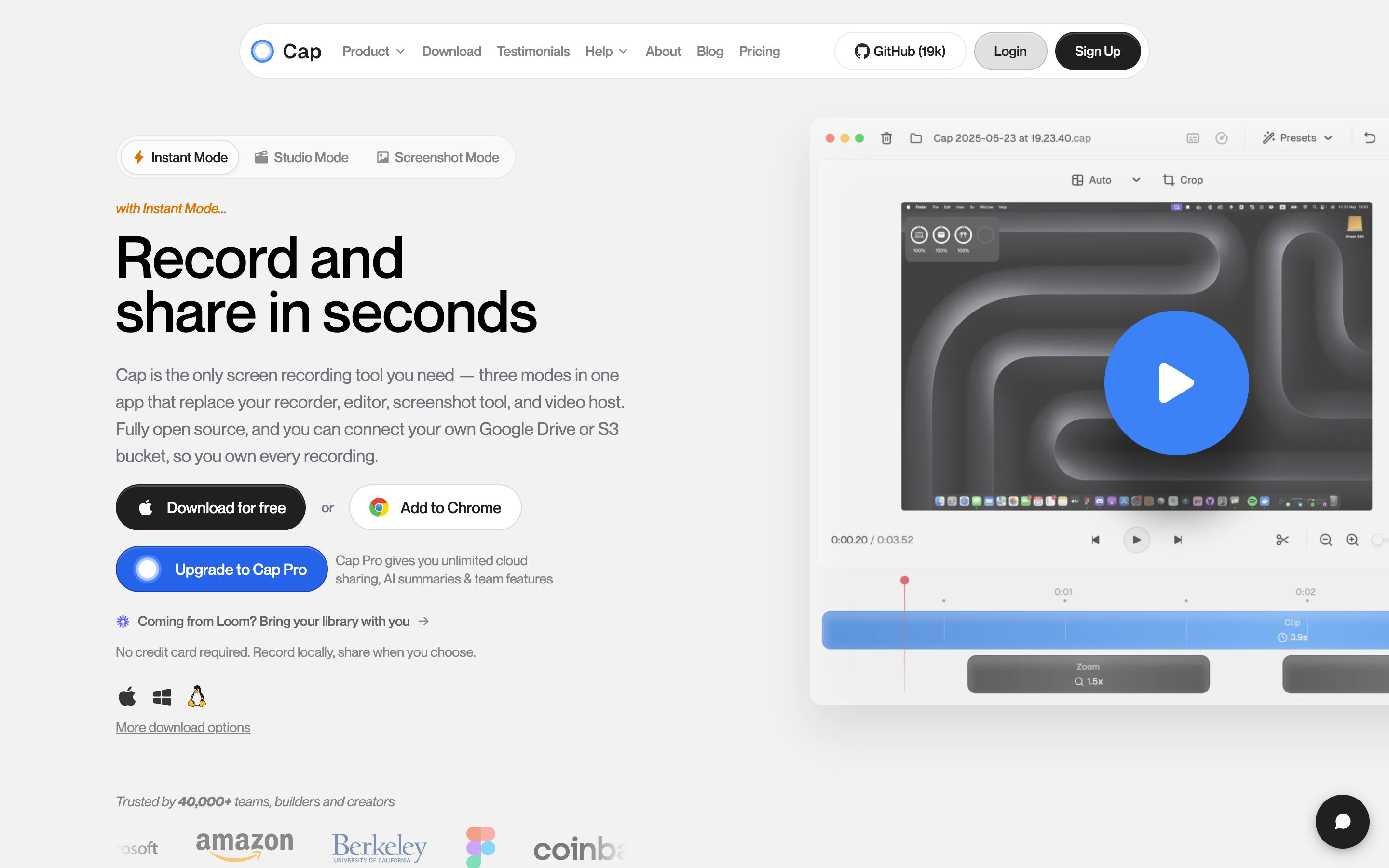Cap website screenshot