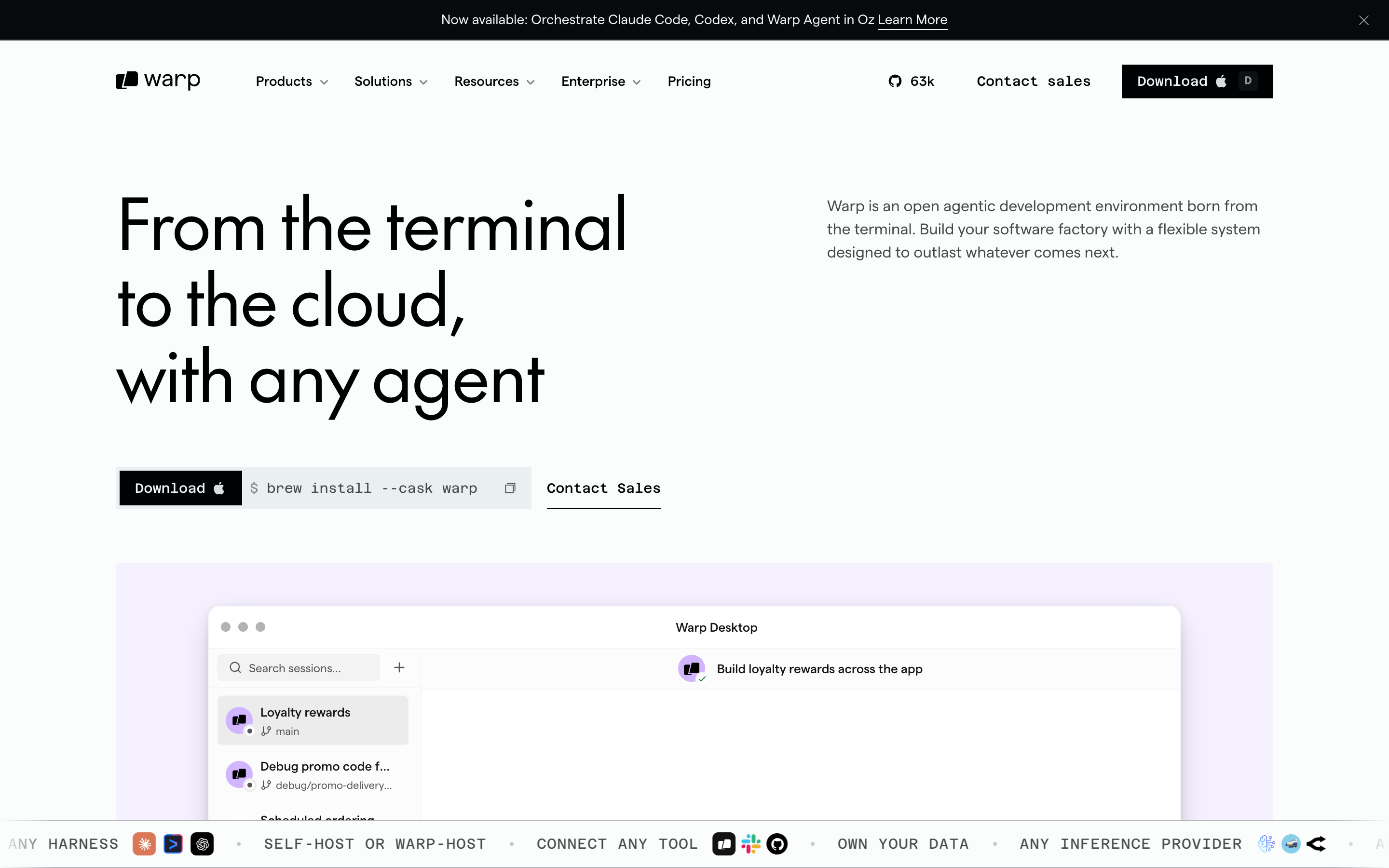 Warp website screenshot