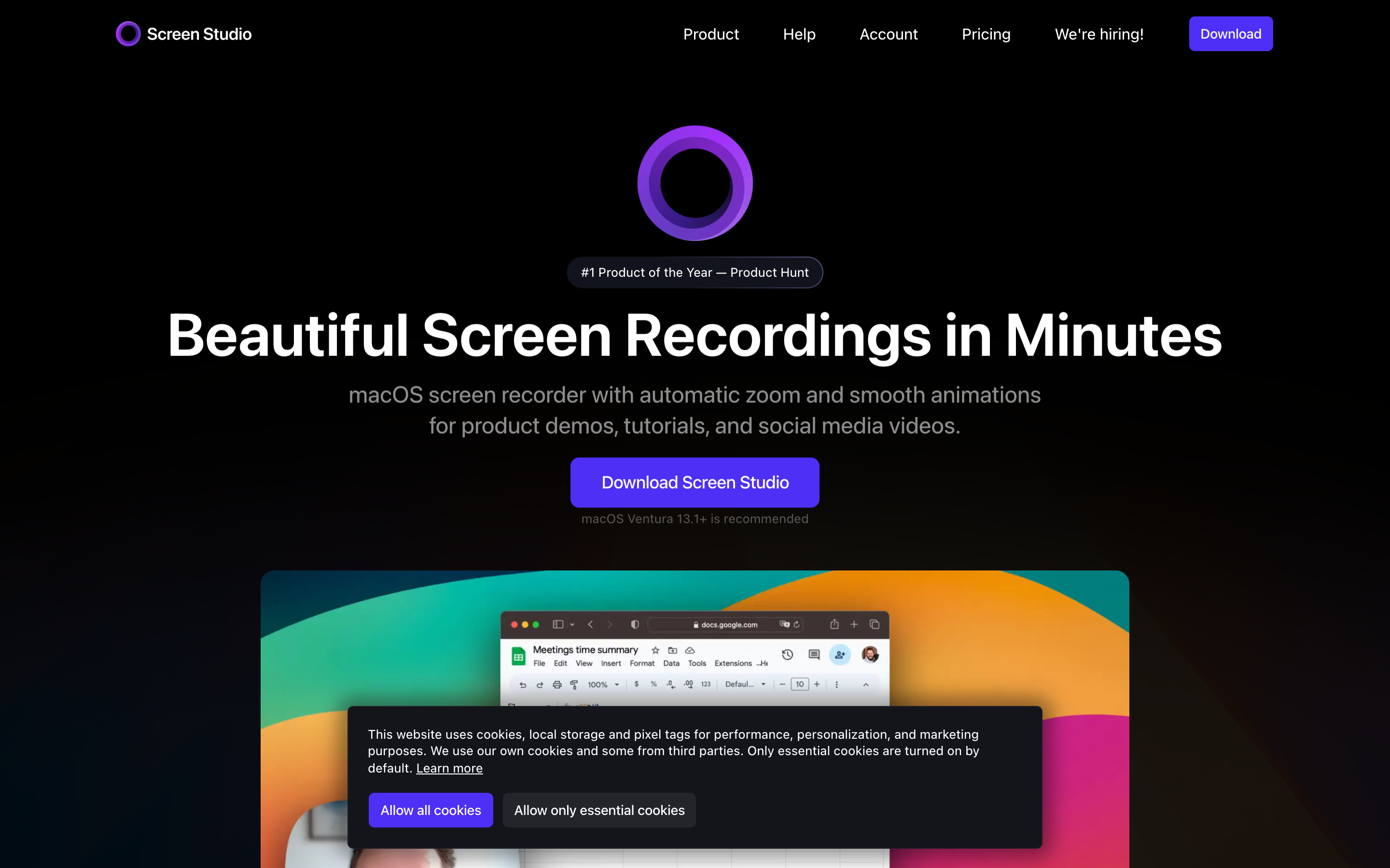 Screen Studio website screenshot