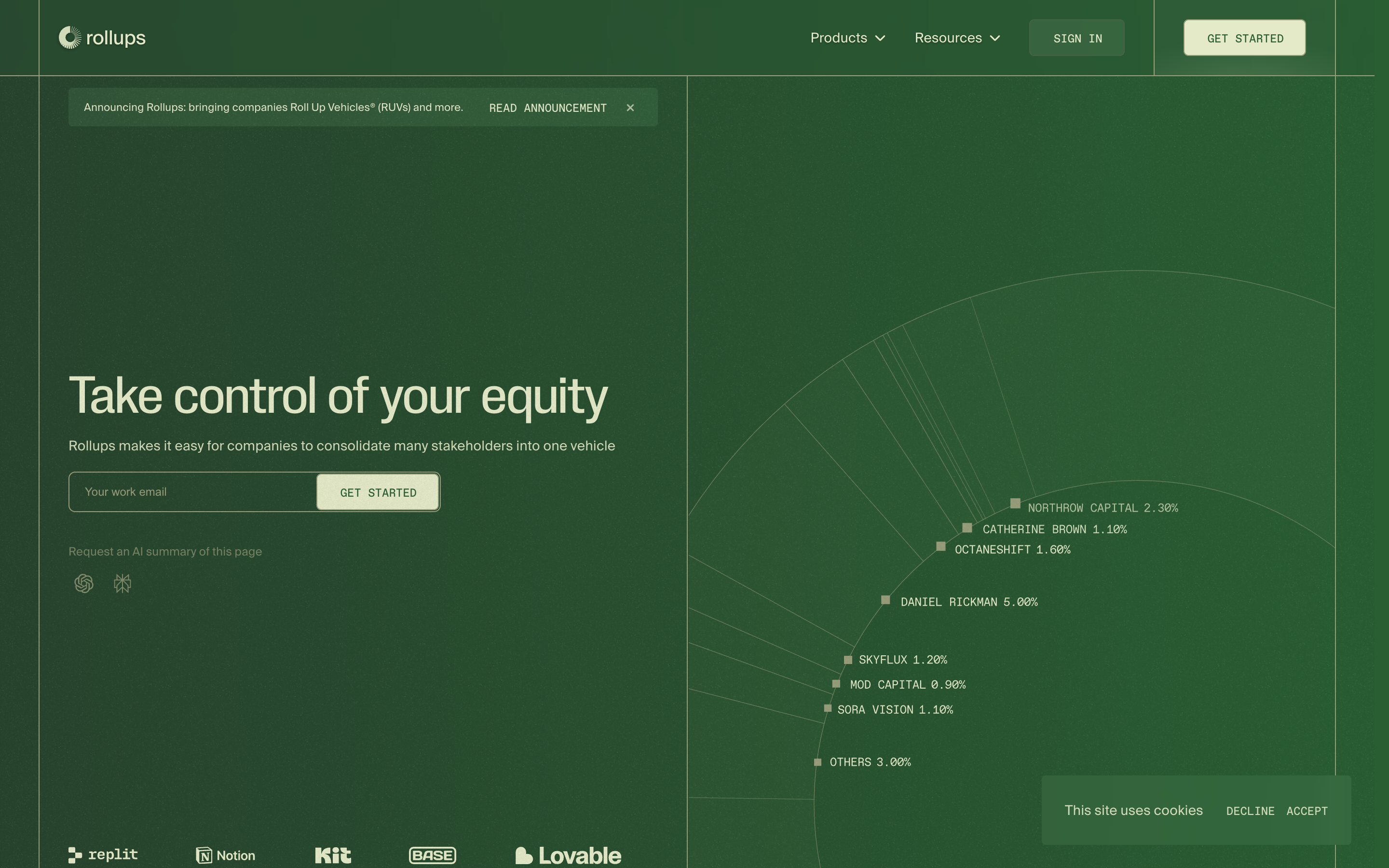 Rollups website screenshot