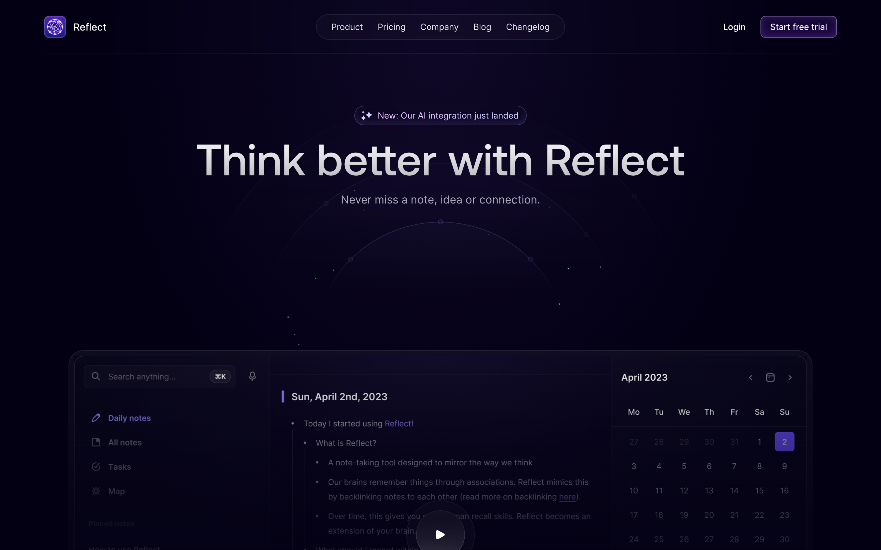 Reflect website screenshot